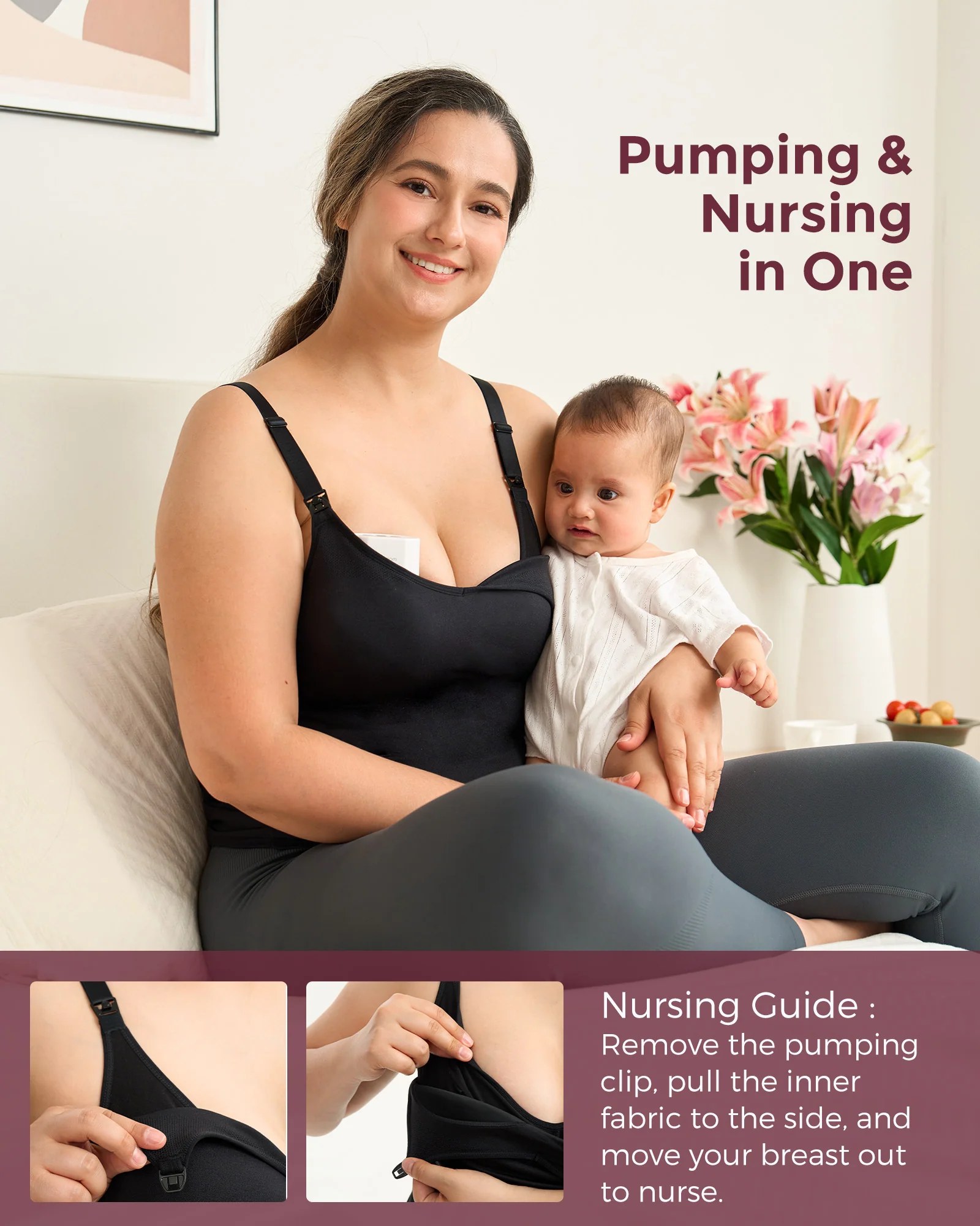 All-in-One Hands Free Pumping & Nursing Tank Tops - Image 4