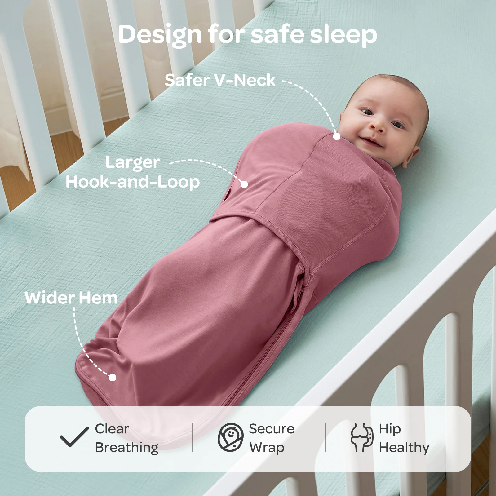 Baby Sleep Sack 1.5 TOG & Easy Swaddle Wrap For 0-3M Bundle - Image 9