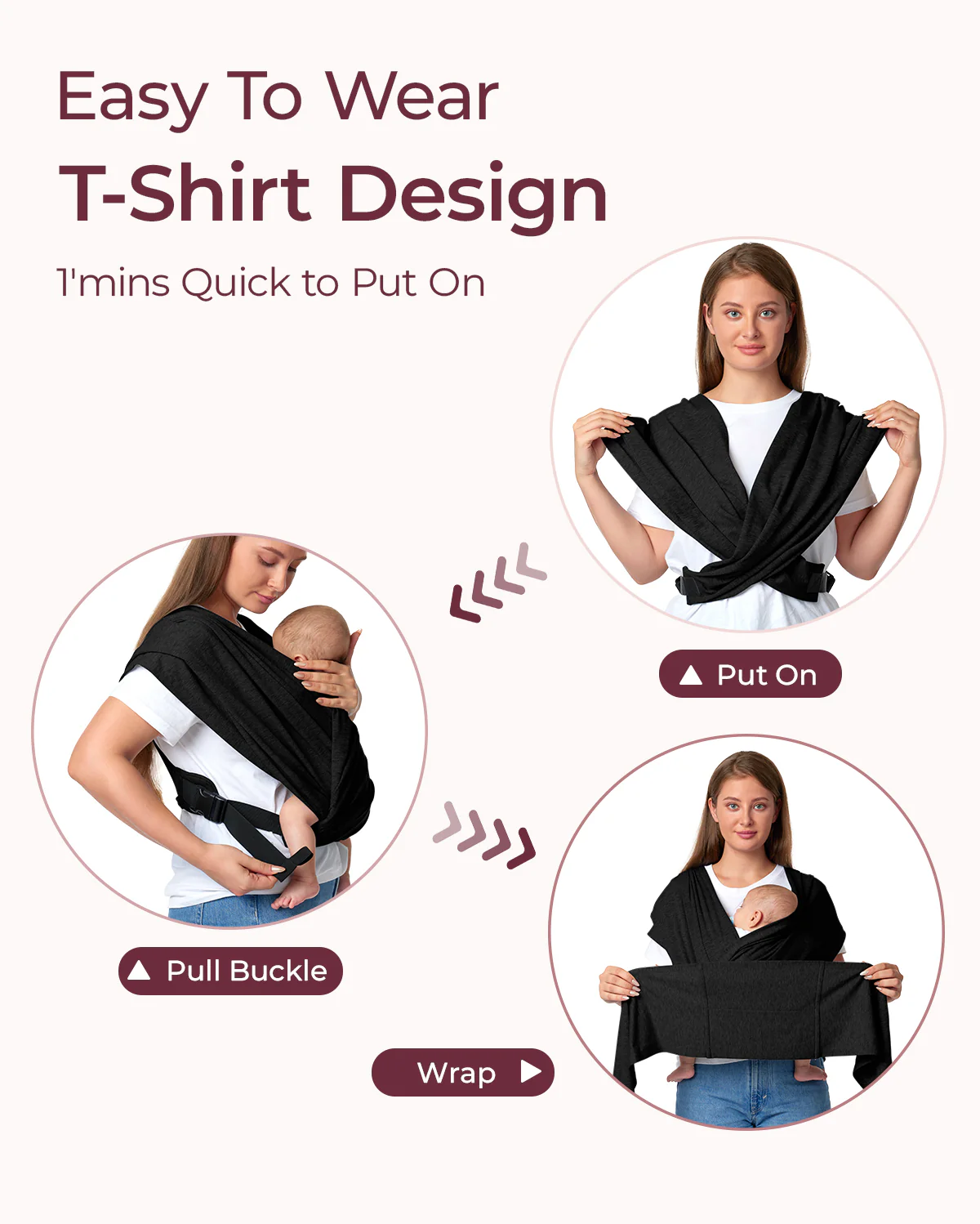 Easy to Wear Hands Free - Baby Wrap Carrier - Image 26