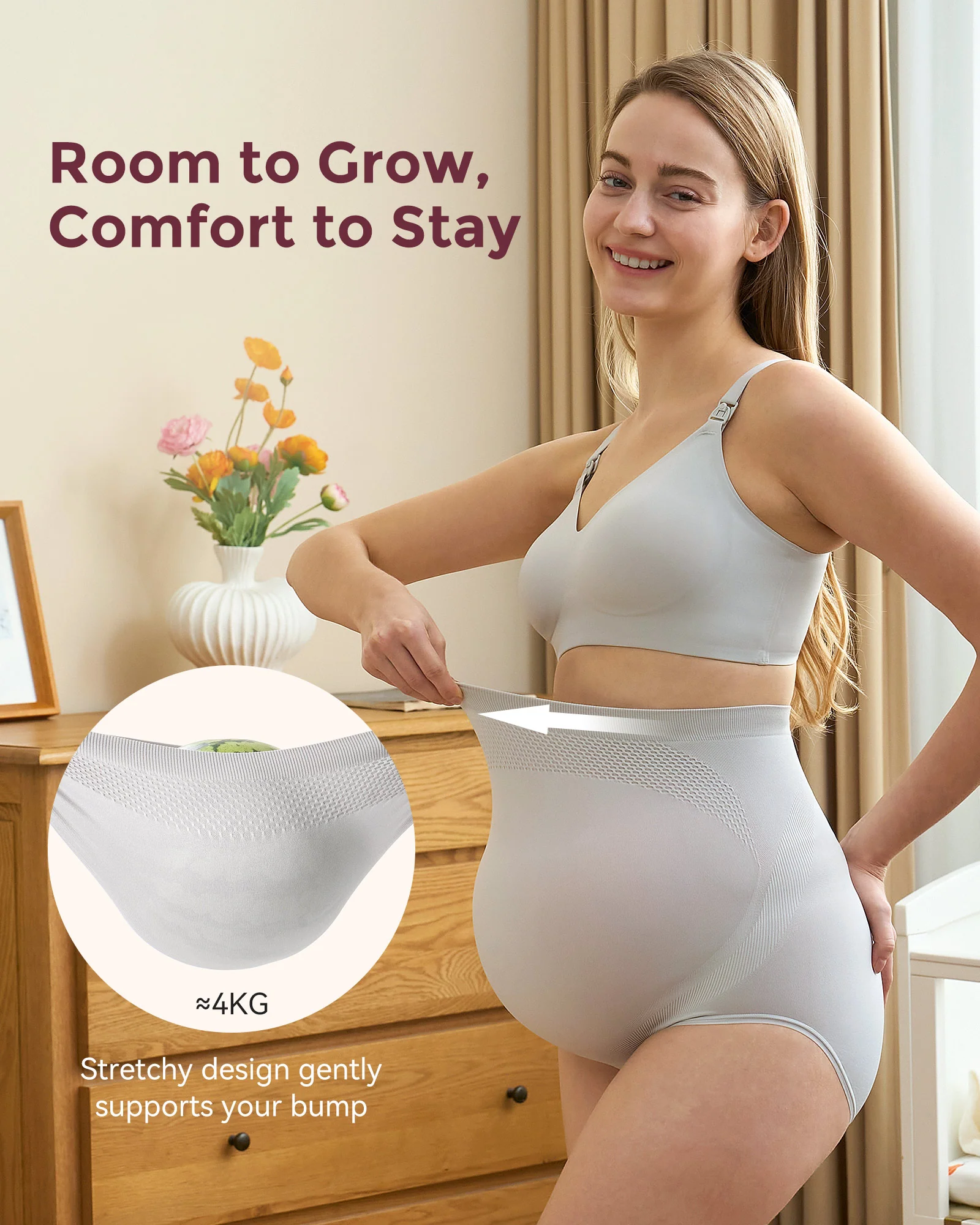 High Waist Pregnancy Seamless Soft Belly Support Panties - Image 16