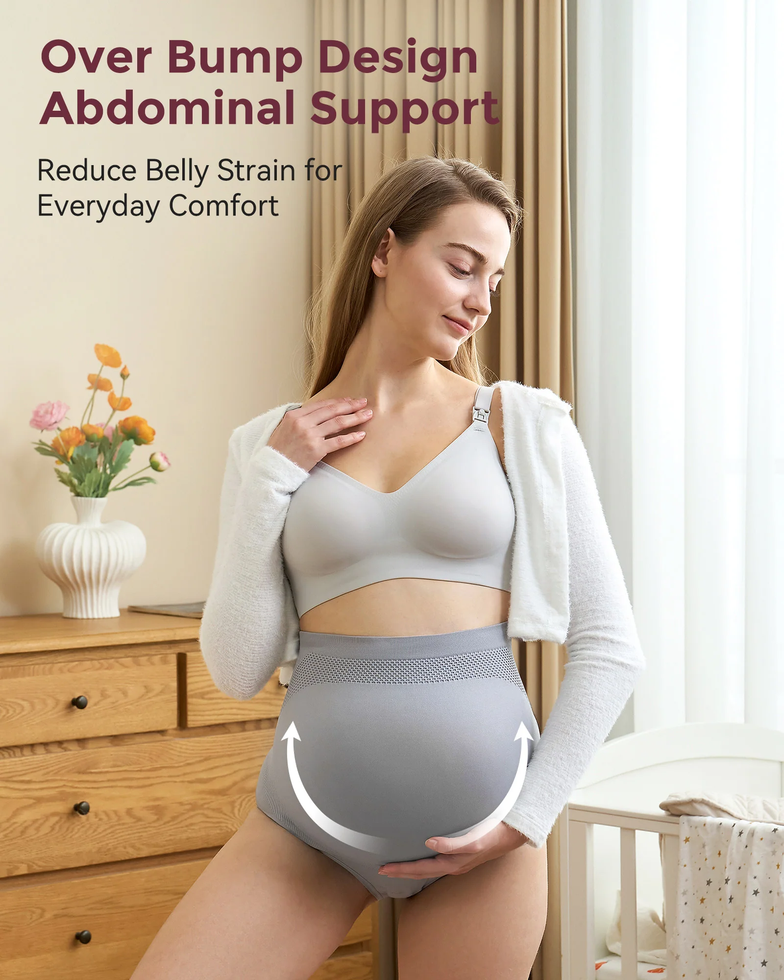 High Waist Pregnancy Seamless Soft Belly Support Panties - Image 17