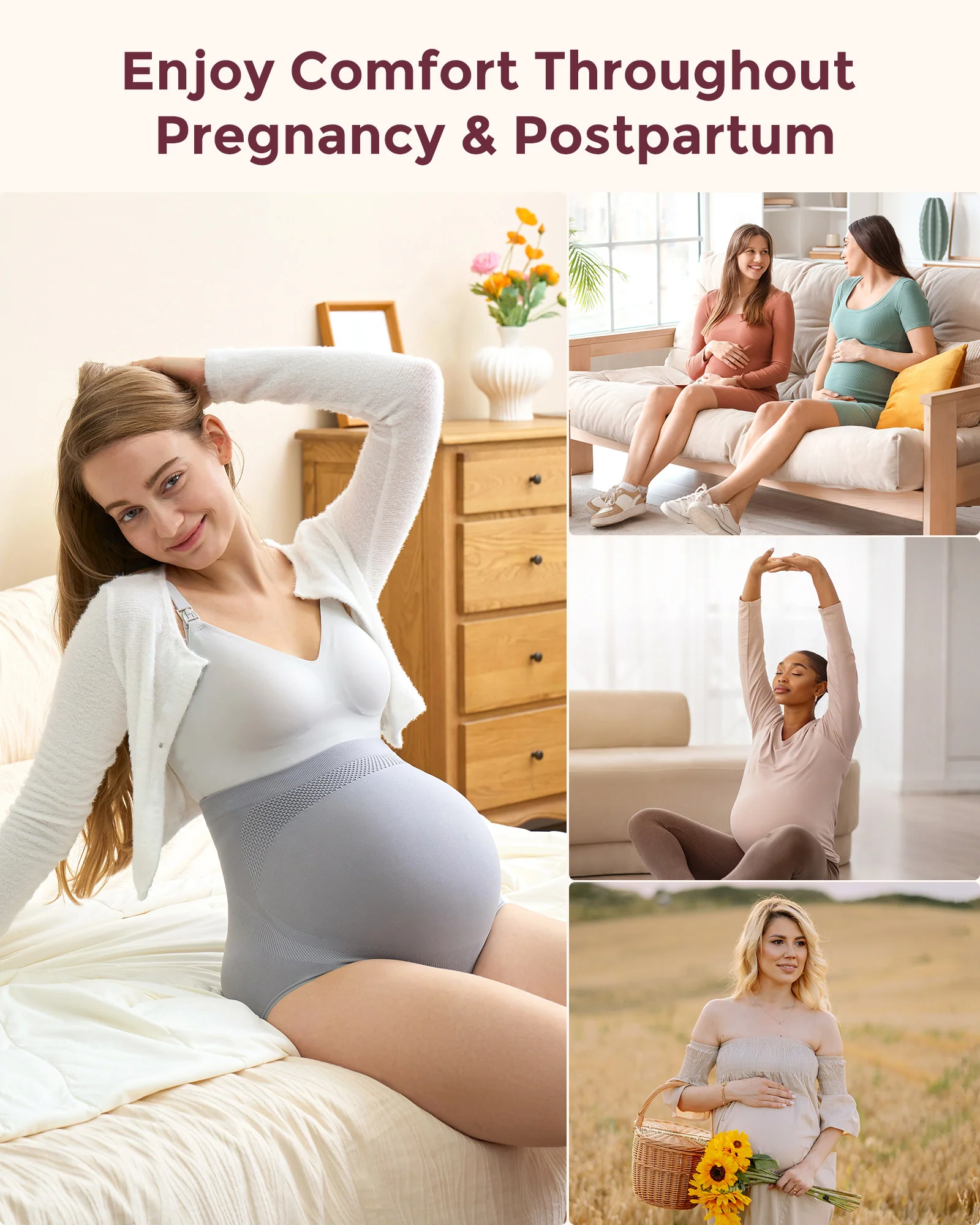 High Waist Pregnancy Seamless Soft Belly Support Panties - Image 20