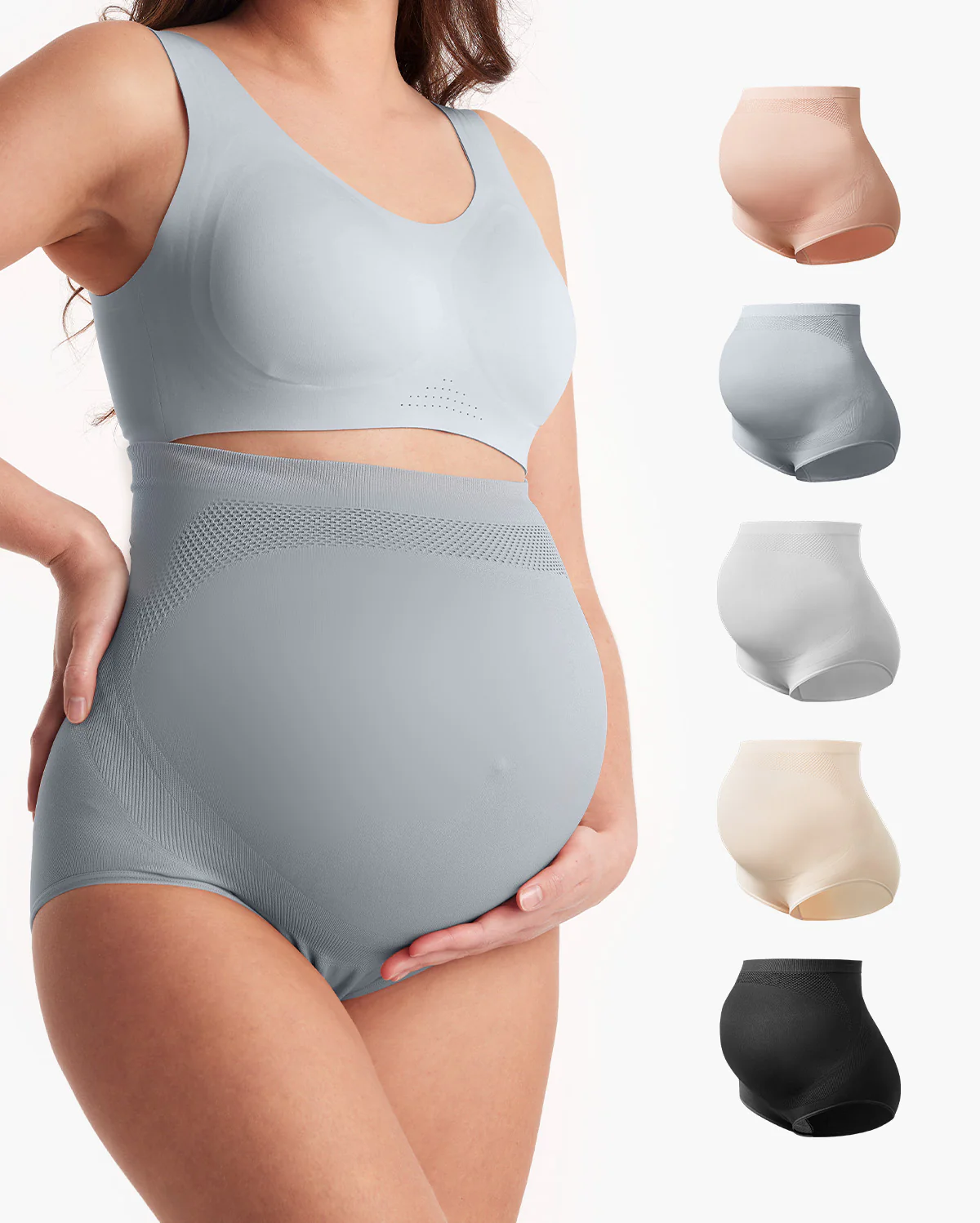 High Waist Pregnancy Seamless Soft Belly Support Panties - Image 24