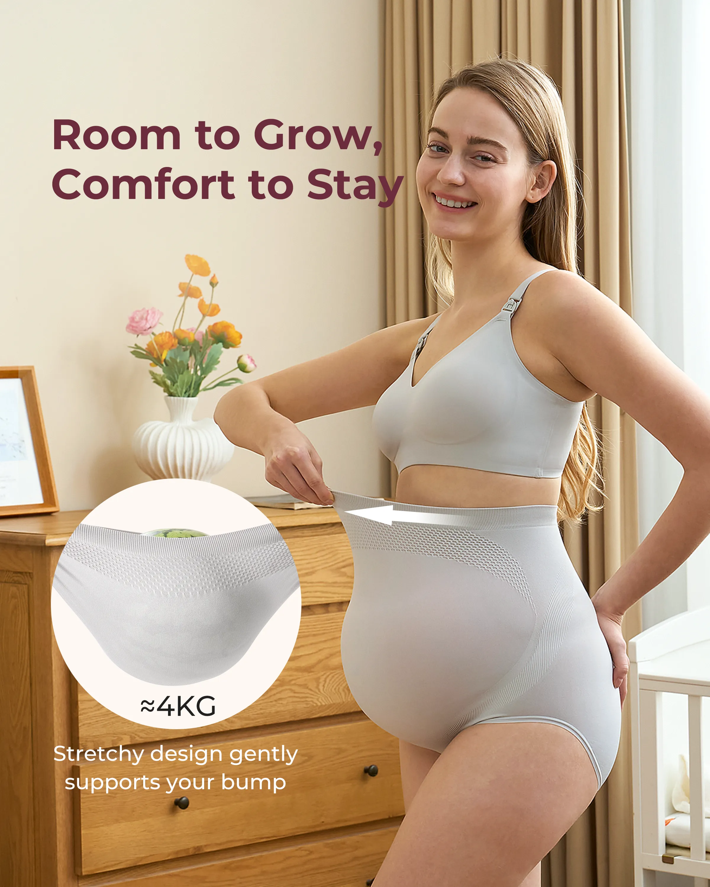 High Waist Pregnancy Seamless Soft Belly Support Panties - Image 30