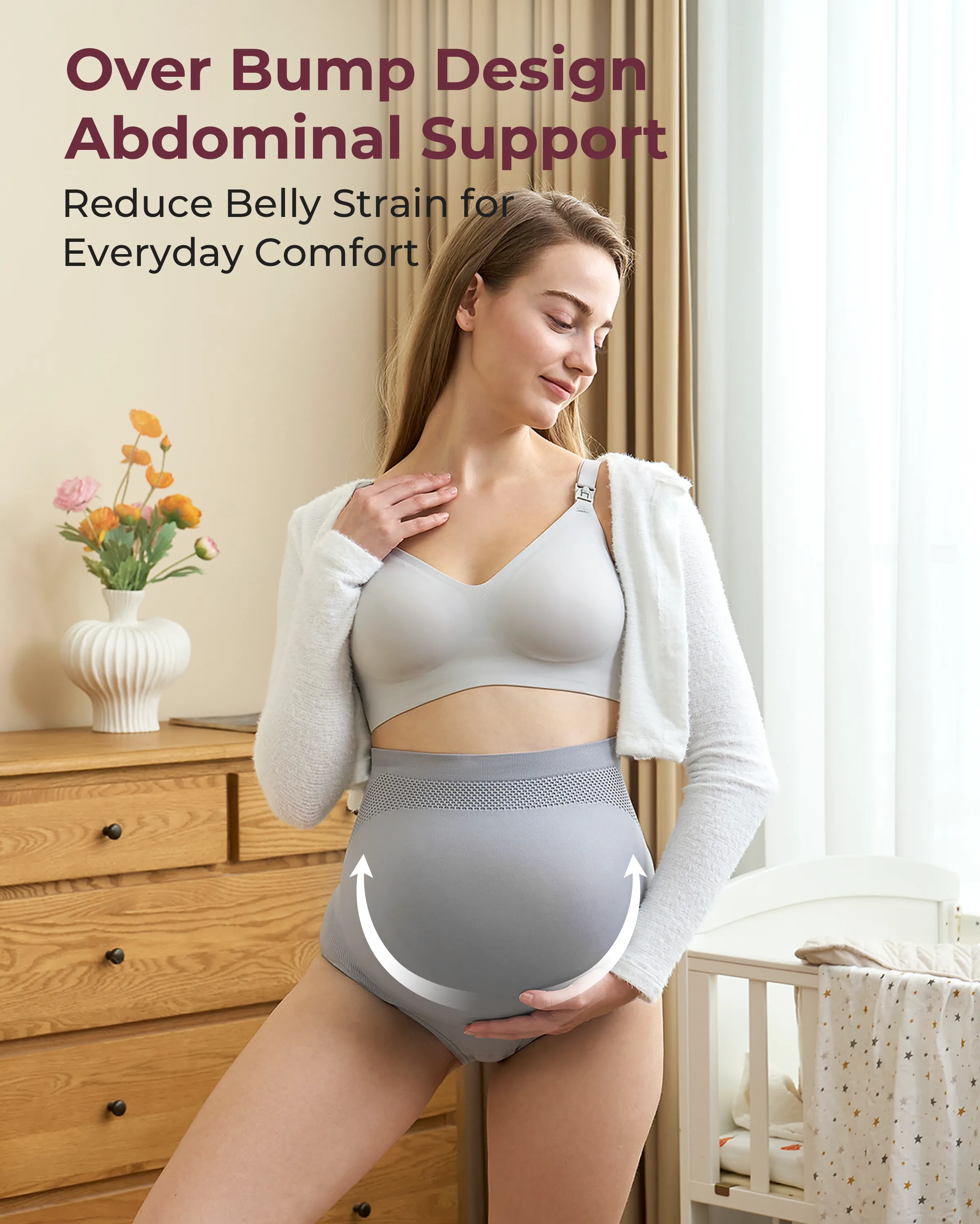High Waist Pregnancy Seamless Soft Belly Support Panties - Image 31