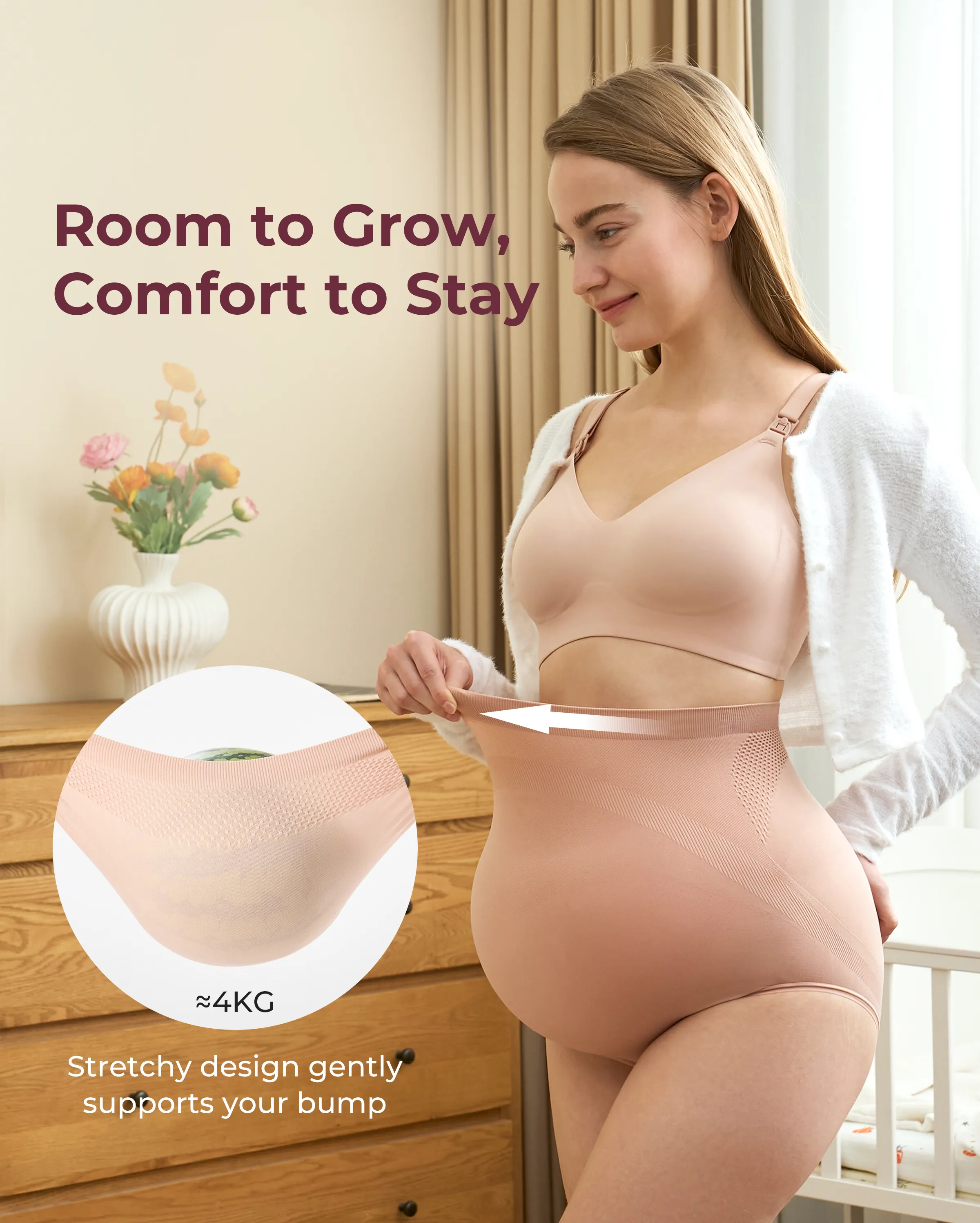 High Waist Pregnancy Seamless Soft Belly Support Panties - Image 4