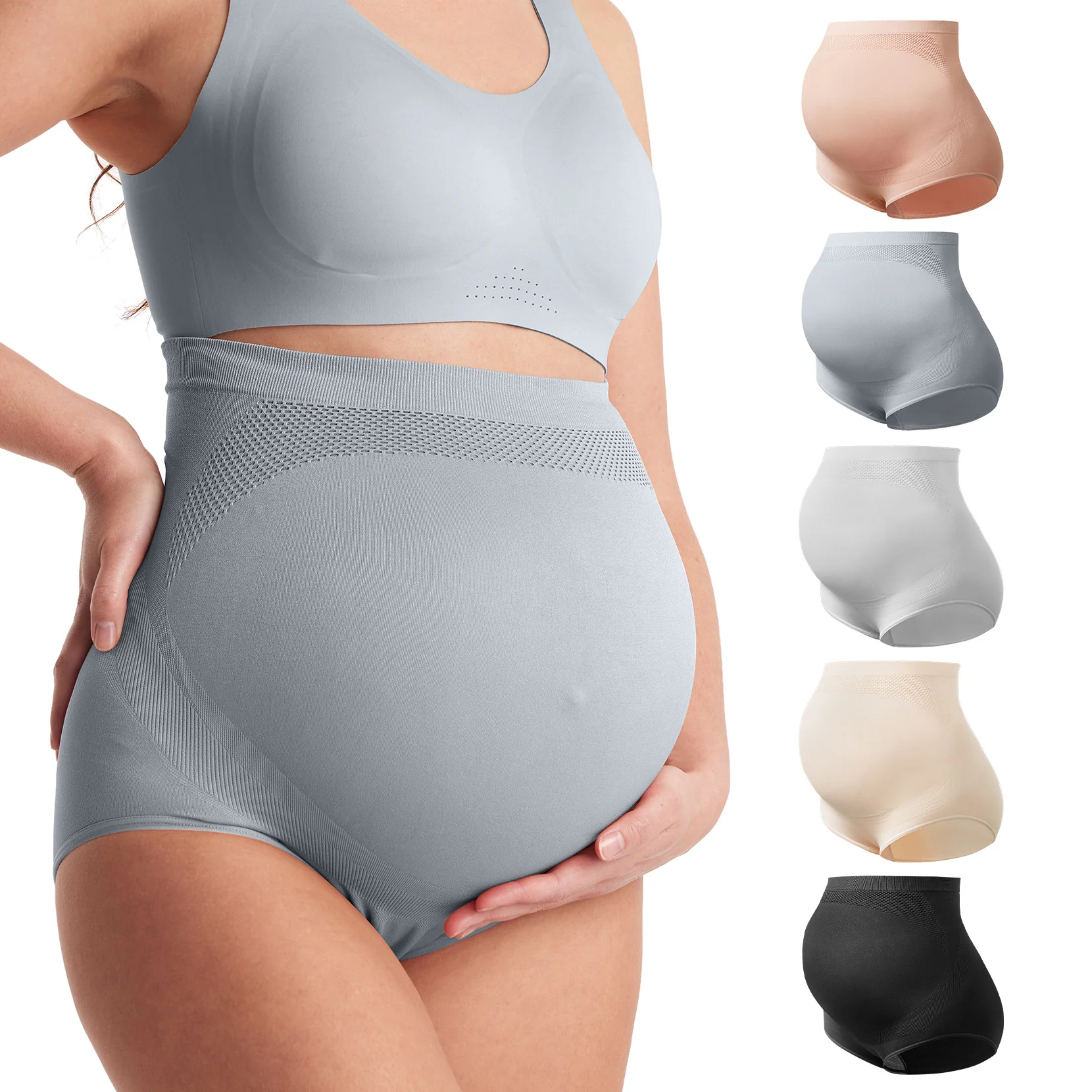 High Waist Pregnancy Seamless Soft Belly Support Panties - Image 7