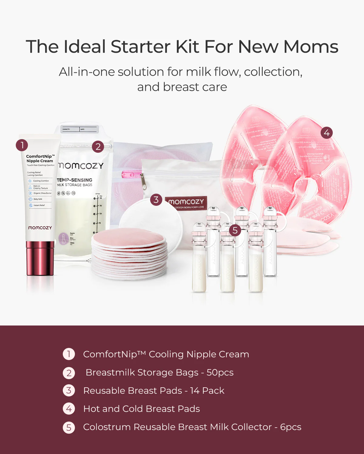 Hospital Essentials Bundle: Hot and Cold Breast Pads, Colostrum Milk Collector, Milk Bags, Breast Pads & Nipple Cream - Image 7