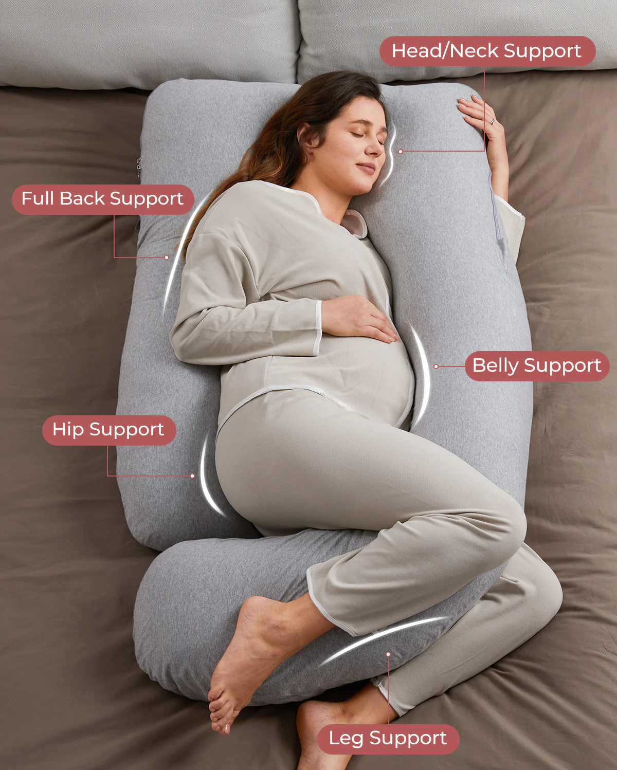 Huggable - 100% Cotton U Shaped Maternity Body Pillow - Image 4