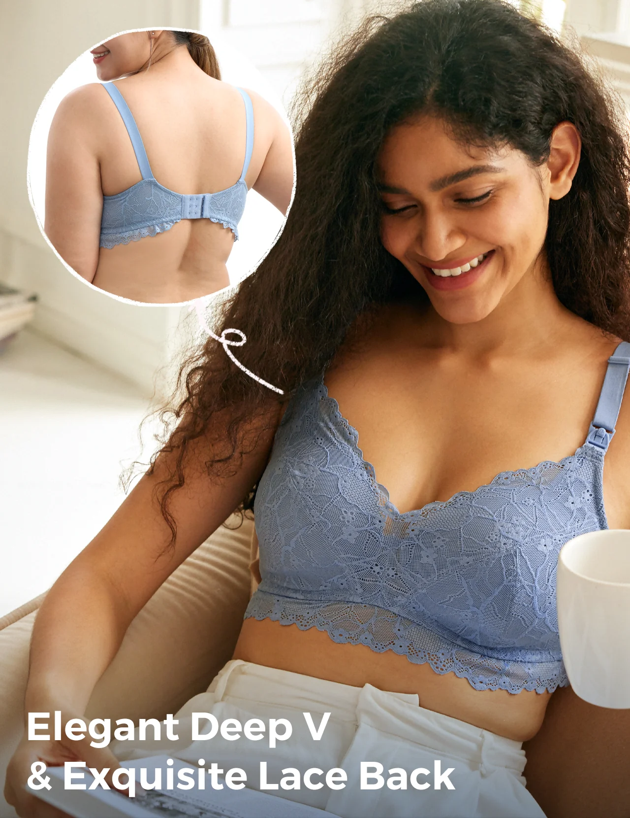 Soft Lace V Neck Nursing Bra - Image 17