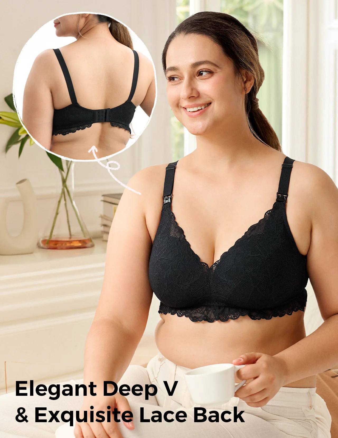 Soft Lace V Neck Nursing Bra - Image 4