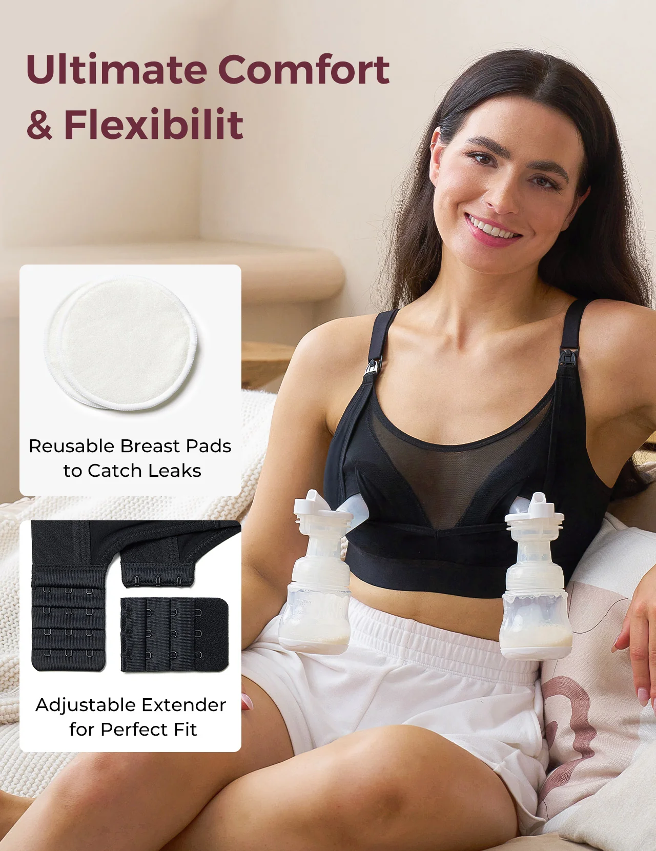 Bamboo - Ultra-Soft & Cool Breeze Pumping & Nursing Bra - HF018 - Image 5