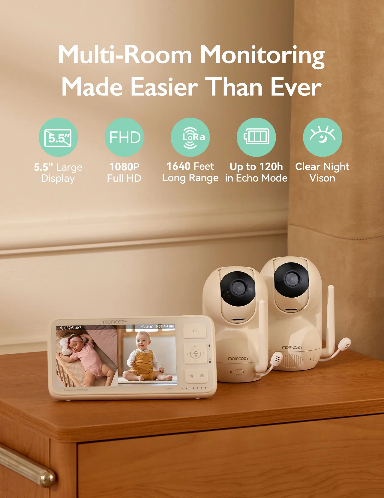 Momcozy 5.5-inch Full HD Video Baby Monitor - BM03 - Image 10