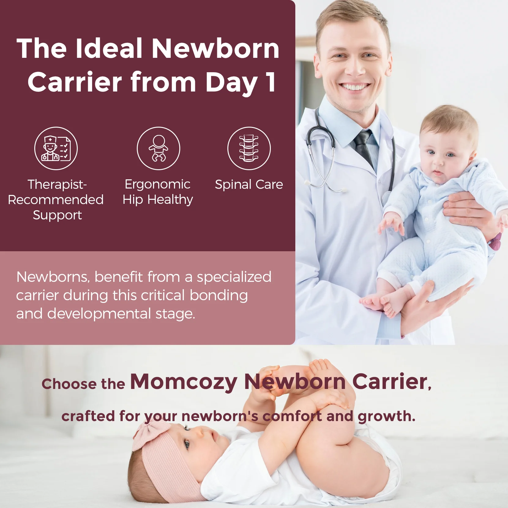 Momcozy Baby Carrier with Sunshield - Purplish Grey - Image 10