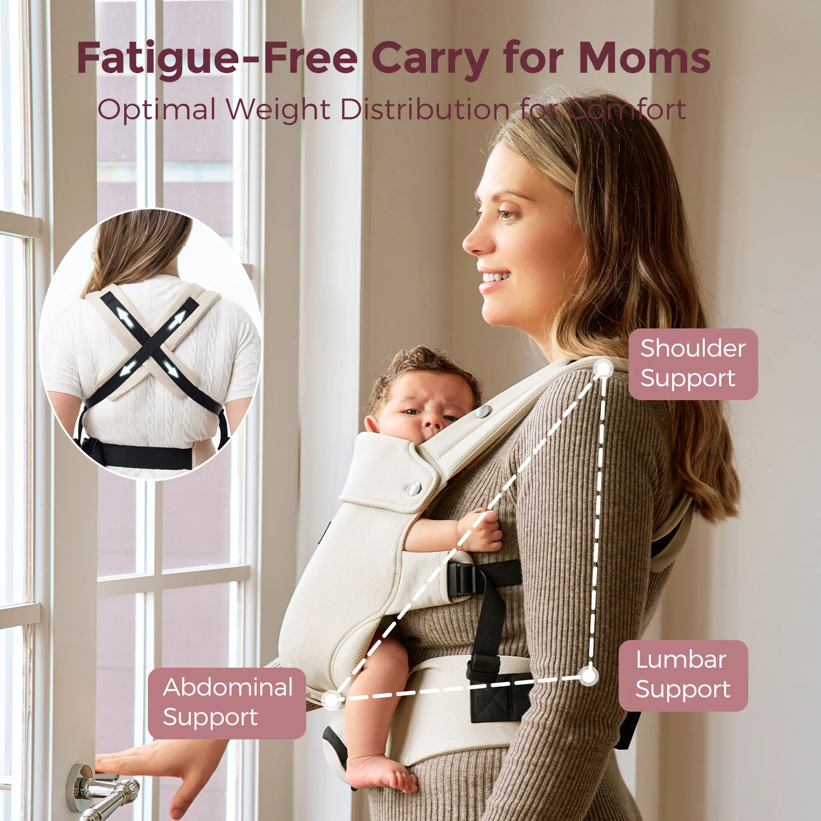 Momcozy Baby Carrier with Sunshield - Purplish Grey - Image 18