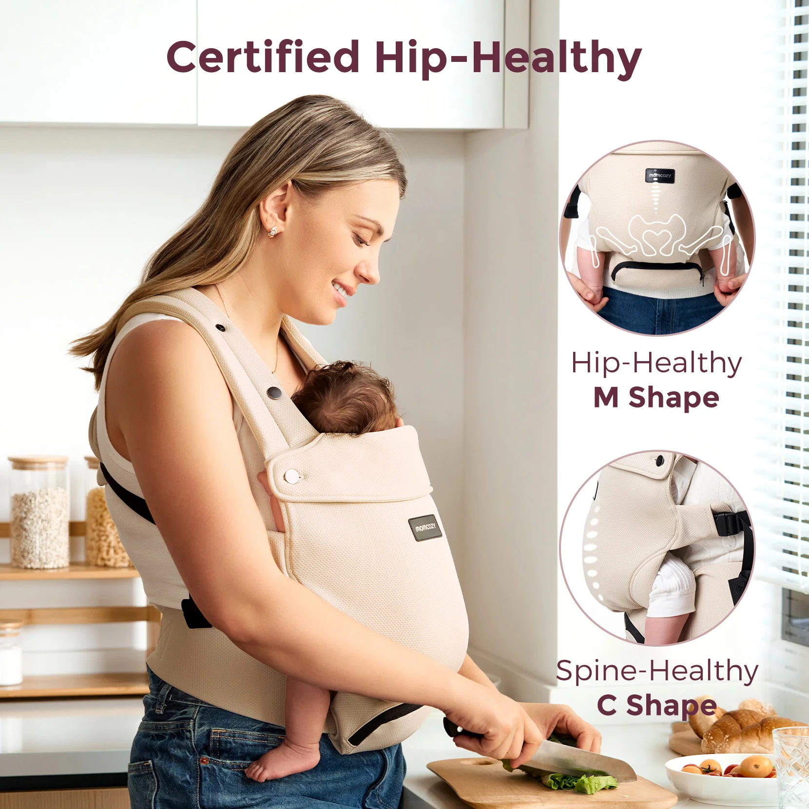 Momcozy Baby Carrier with Sunshield - Purplish Grey - Image 19