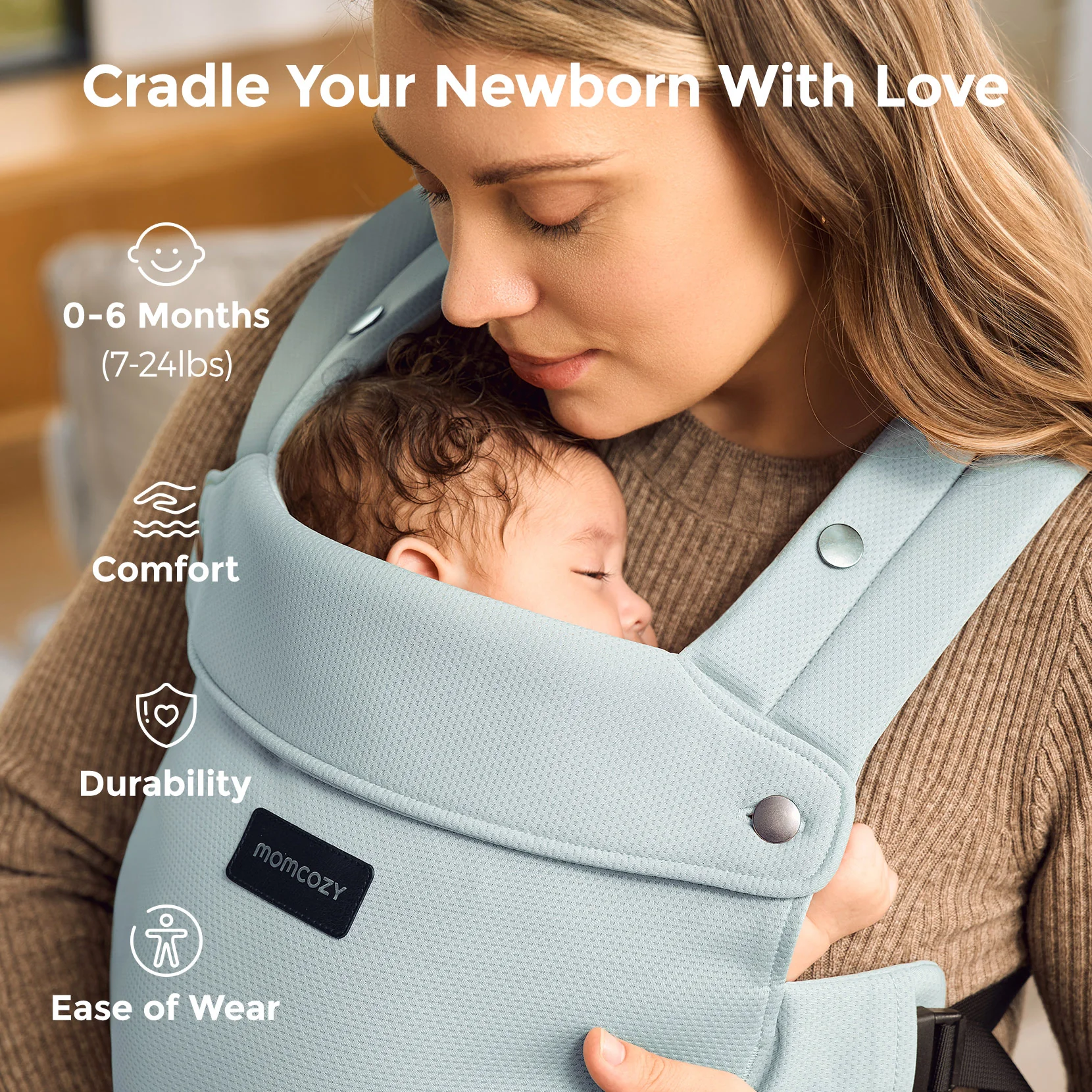 Momcozy Baby Carrier with Sunshield - Purplish Grey - Image 9