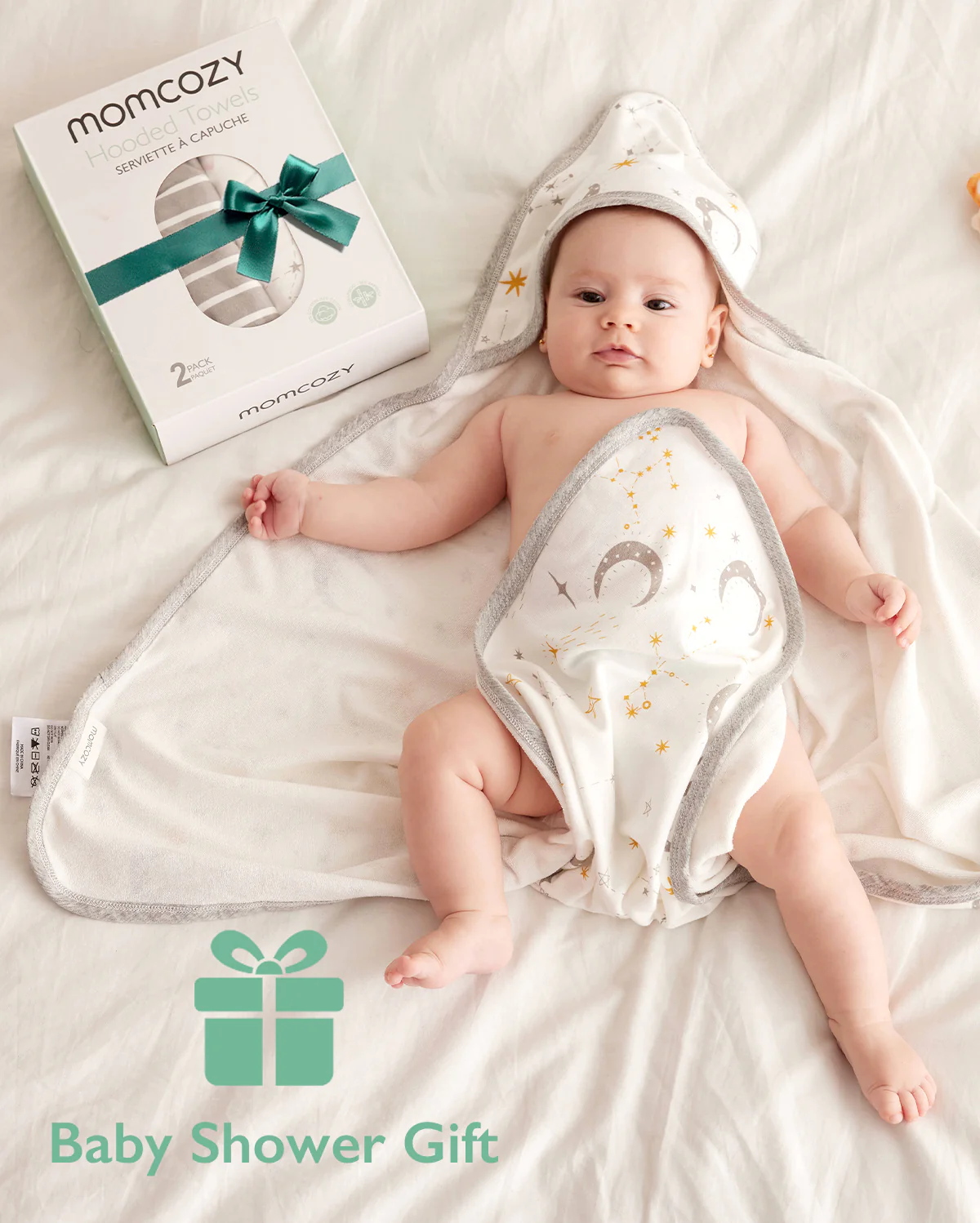Momcozy Baby Hooded Towel - Starry Sky, 2-Pack - Image 3