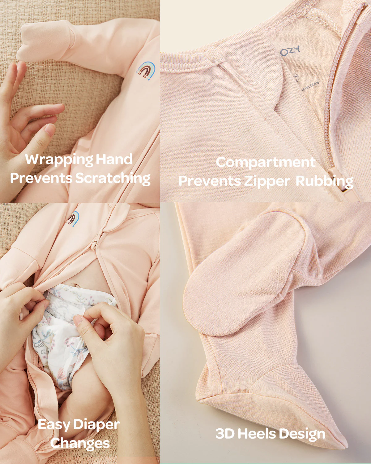 Momcozy Boy Girl Baby Pajamas - Newborn Sleepers - Blue & Grey - Image 12