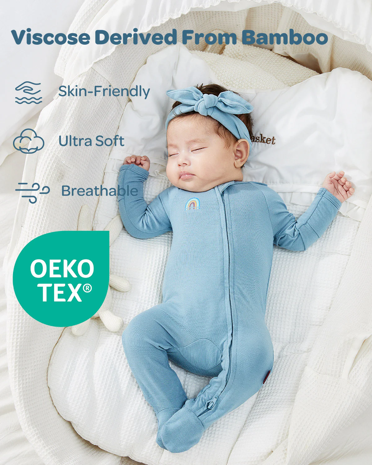 Momcozy Boy Girl Baby Pajamas - Newborn Sleepers - Blue & Grey - Image 23