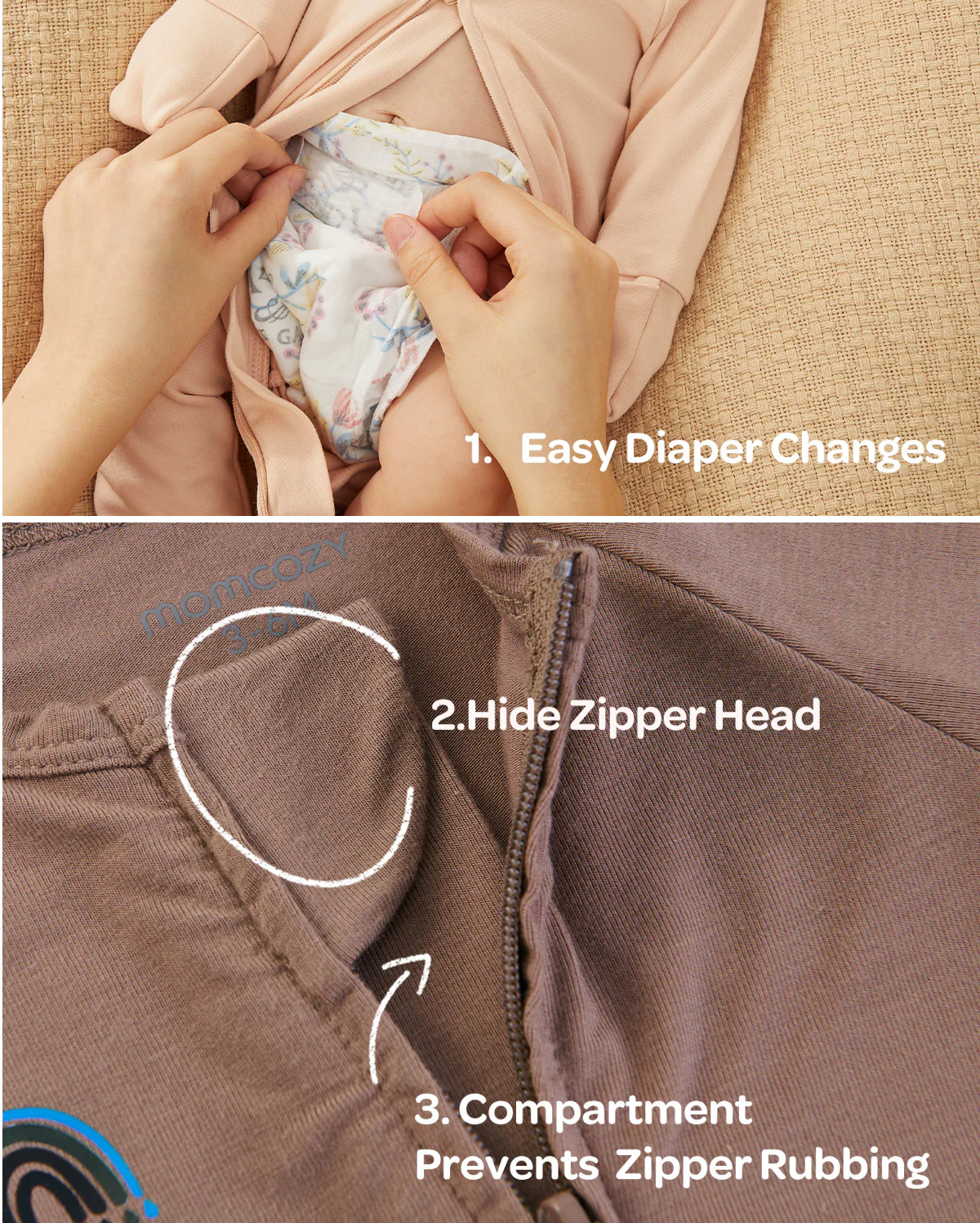 Momcozy Boy Girl Baby Pajamas - Newborn Sleepers - Blue & Grey - Image 27