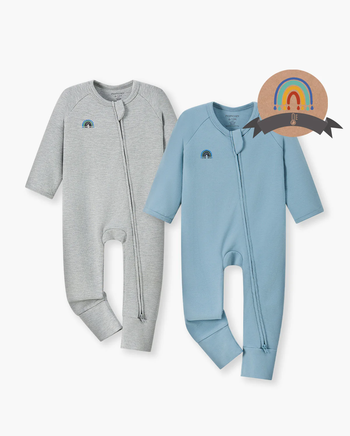 Momcozy Boy Girl Baby Pajamas - Newborn Sleepers - Blue & Grey - Image 6