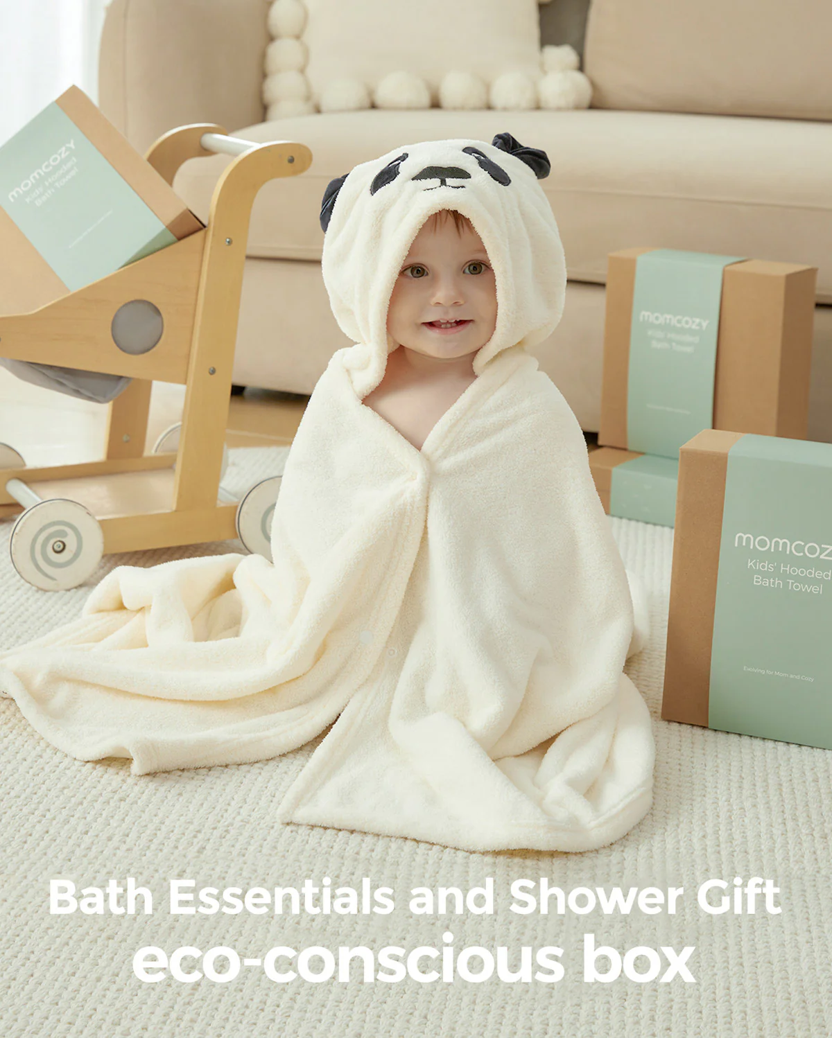 Coral Fleece Hooded Baby Bath Towel - Image 14