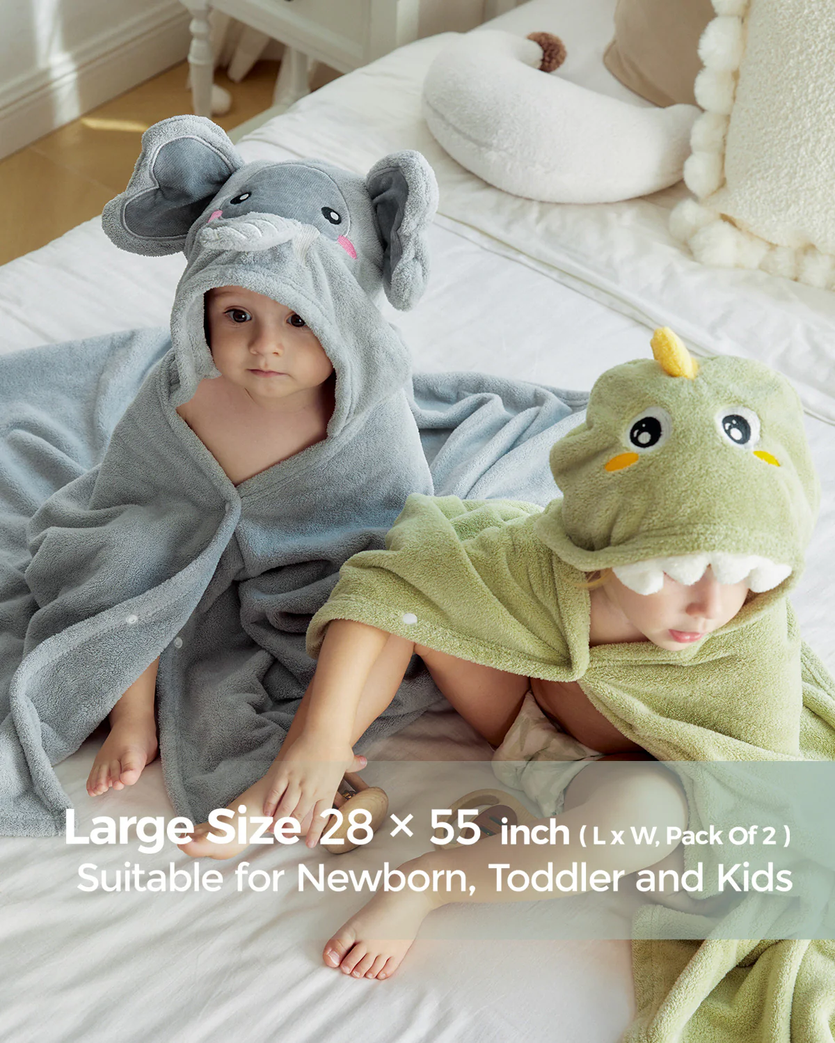 Coral Fleece Hooded Baby Bath Towel - Image 25