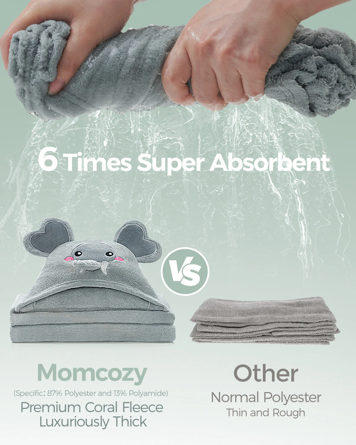Coral Fleece Hooded Baby Bath Towel - Image 9