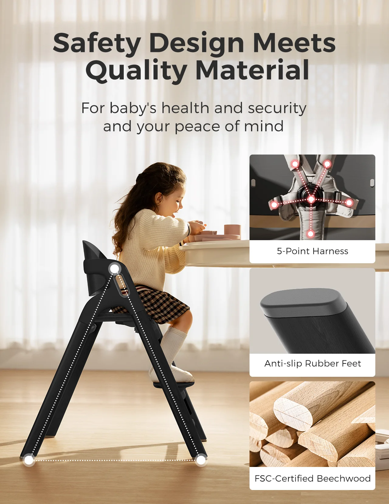 Momcozy DinerPal Black High Chair - UK - Image 3