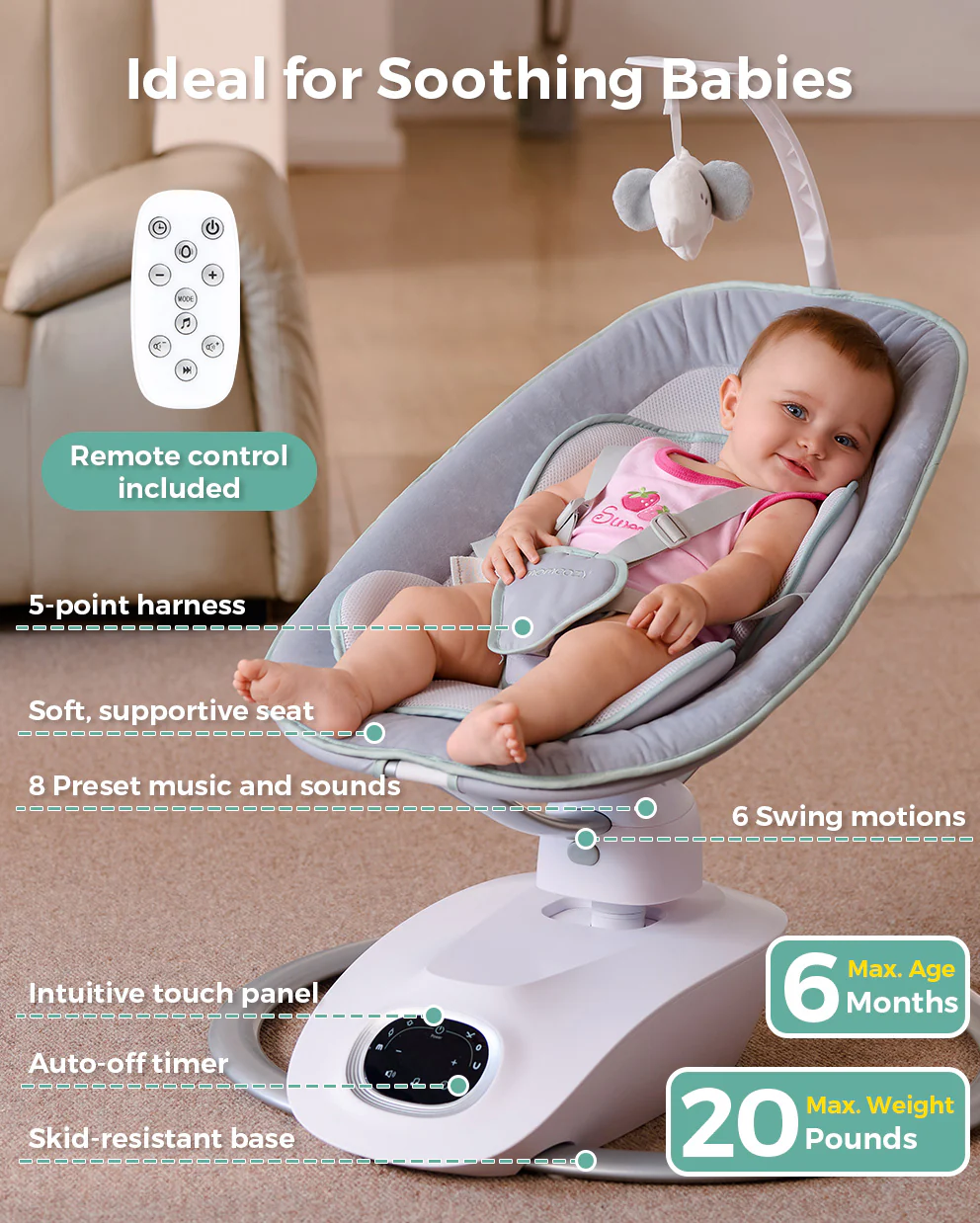 Momcozy Infant Insert Compatible with Momcozy CocoSway Swing - Image 9