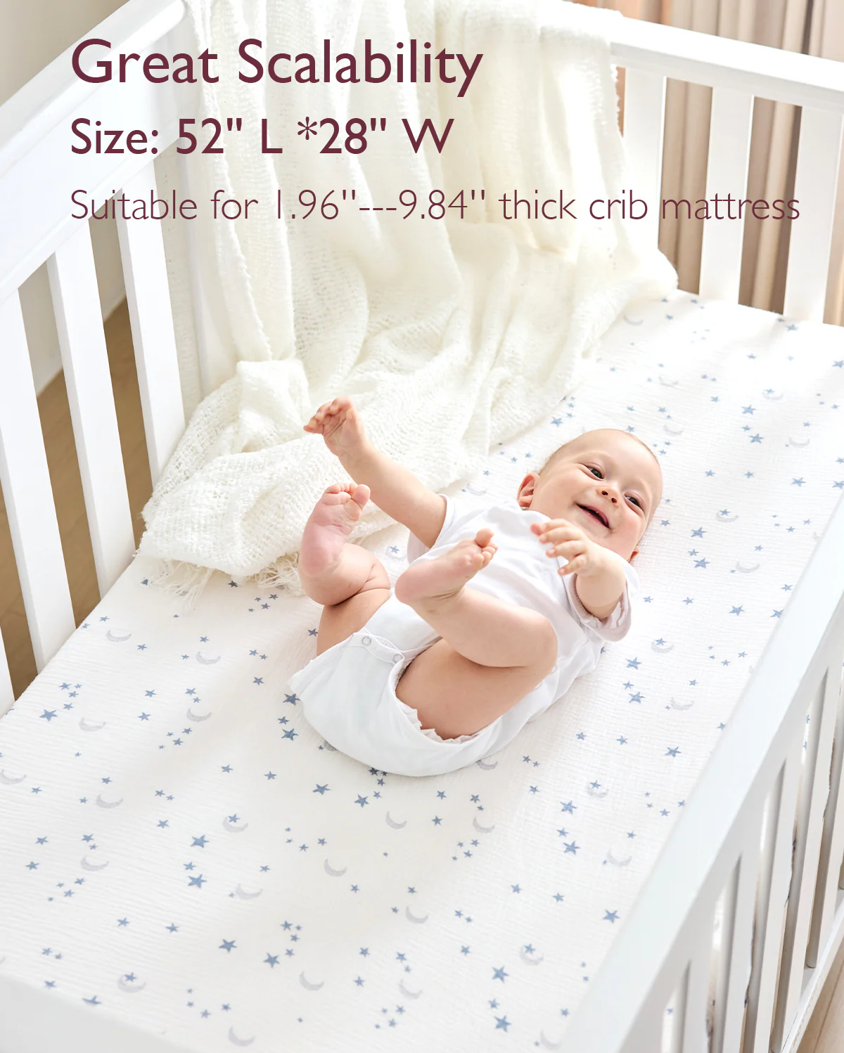 Momcozy Muslin Fitted Crib Sheets - 2 sizes - Green & Grey - Image 14