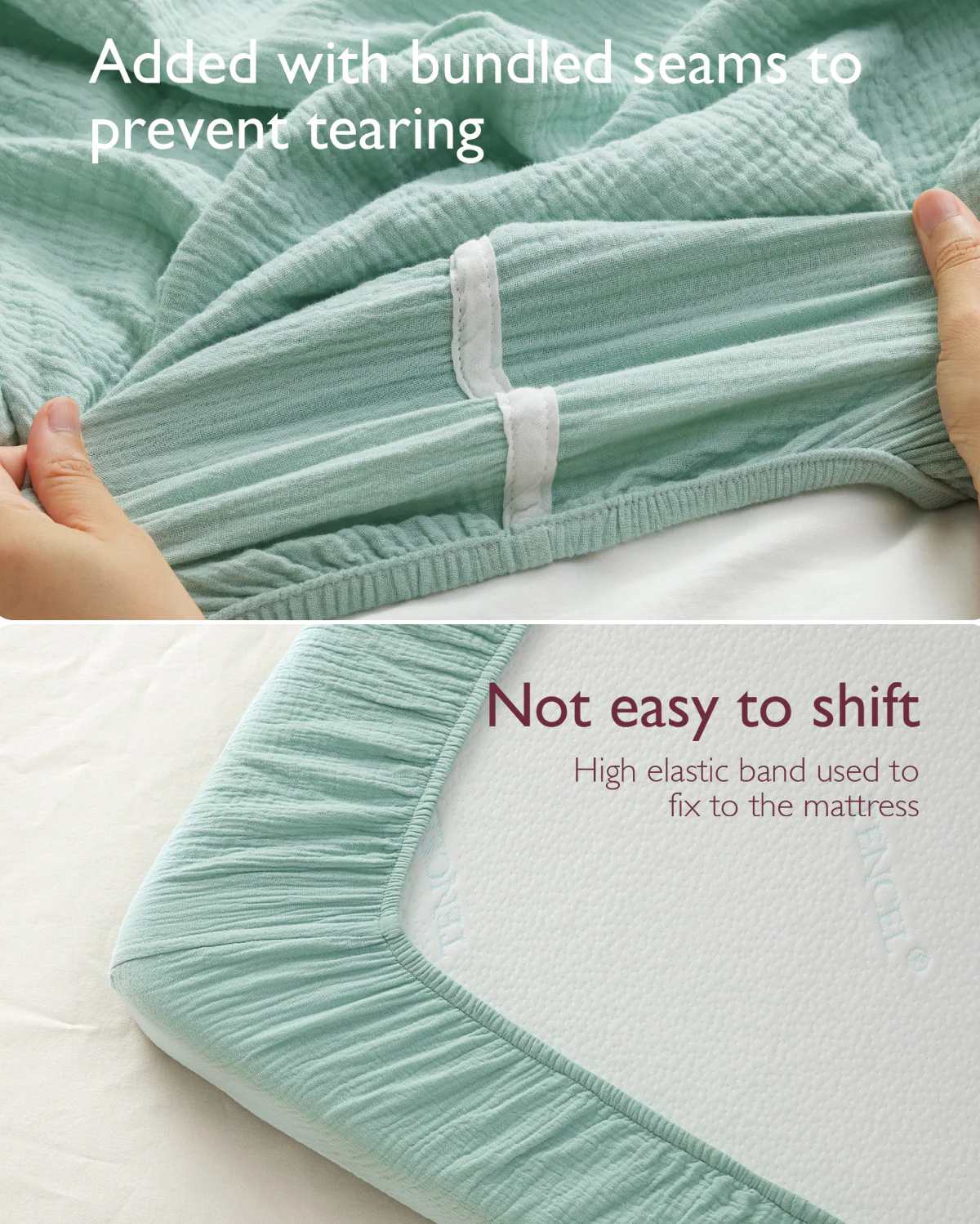 Momcozy Muslin Fitted Crib Sheets - 2 sizes - Green & Grey - Image 5