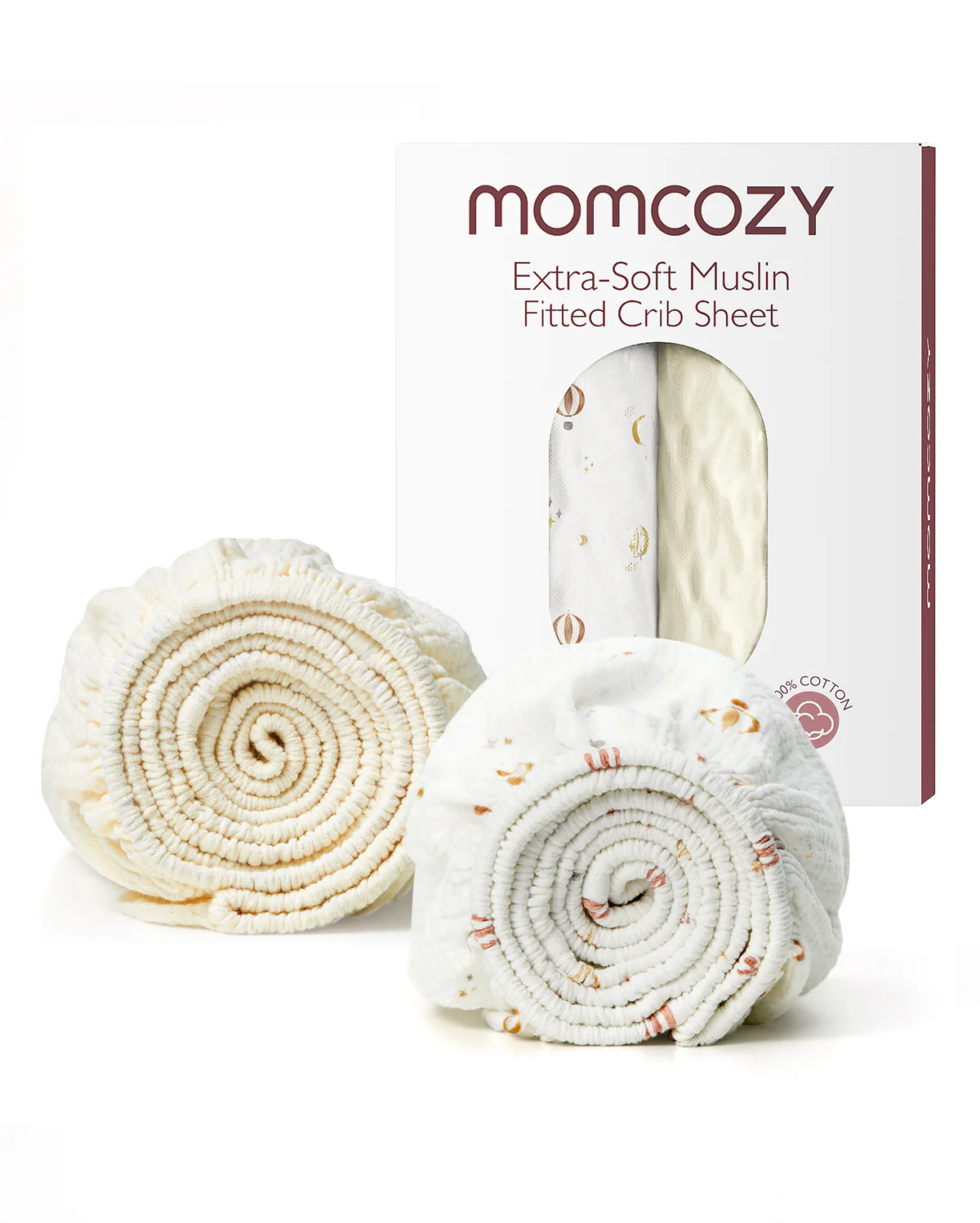 Momcozy Muslin Fitted Crib Sheets - 2 sizes - Image 9