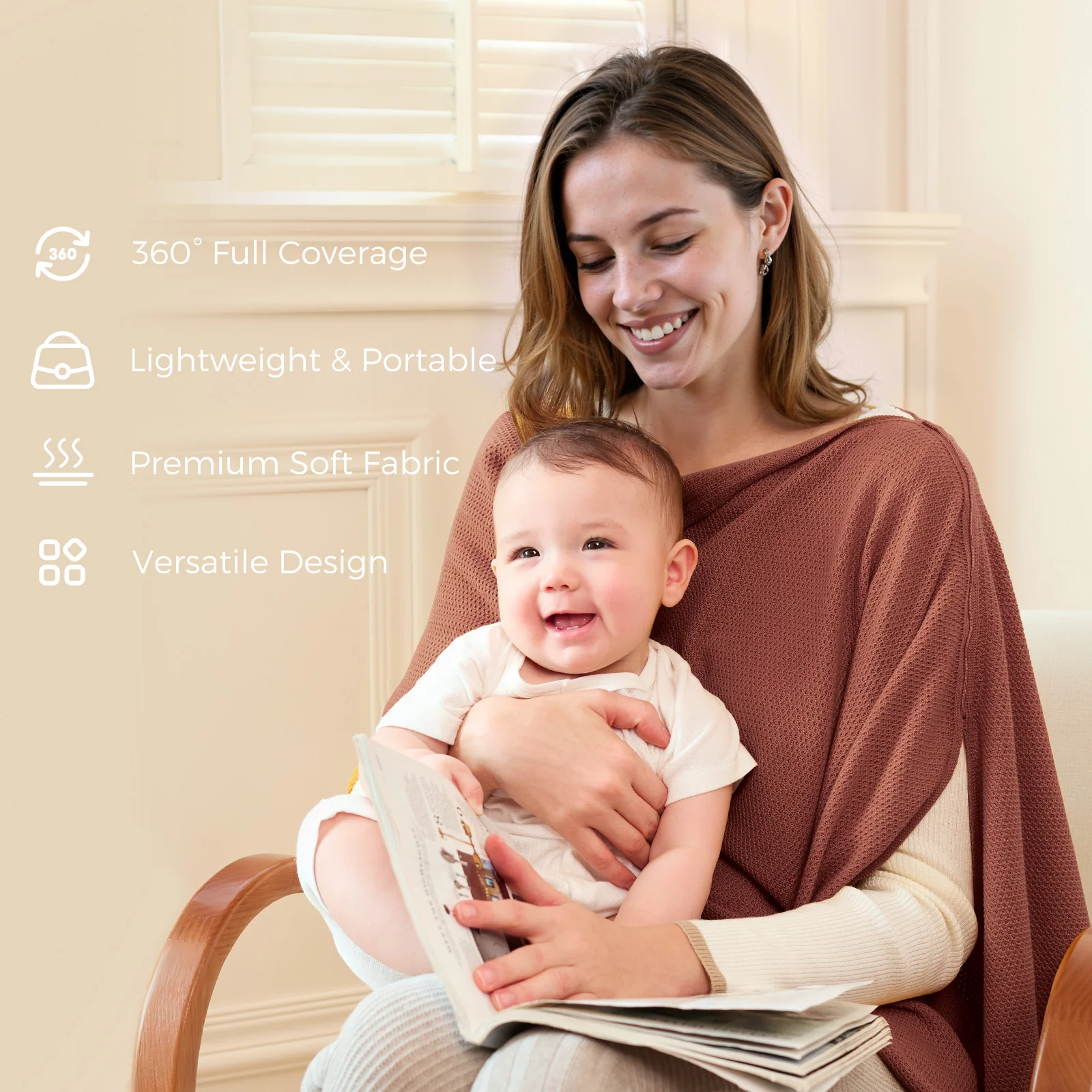 Momcozy Nursing Cover - Soft, Breathable, Multi-Use Privacy Poncho - Image 4