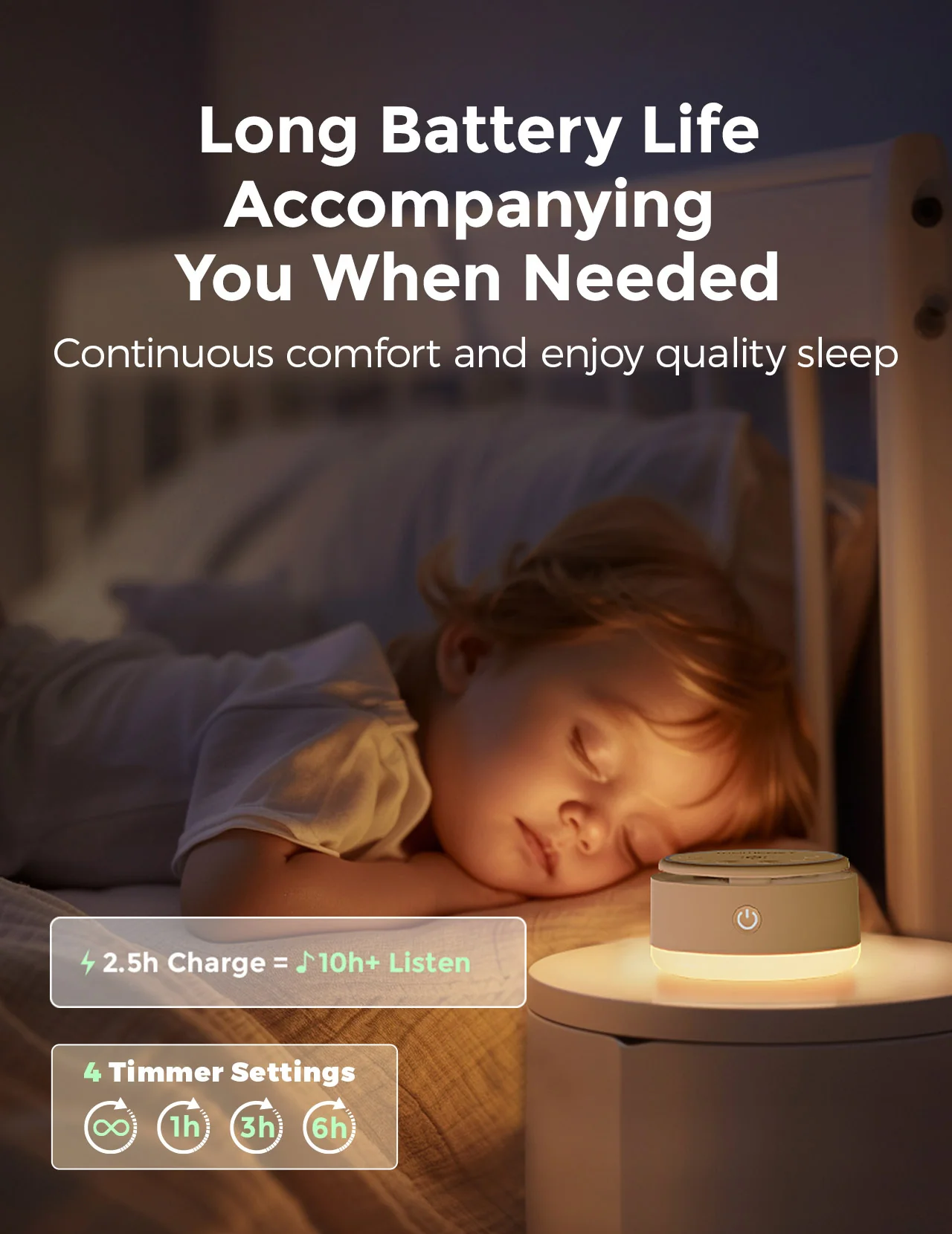 Momcozy Baby Sound Machine - Long Battery Life (Warm Light) - Image 7