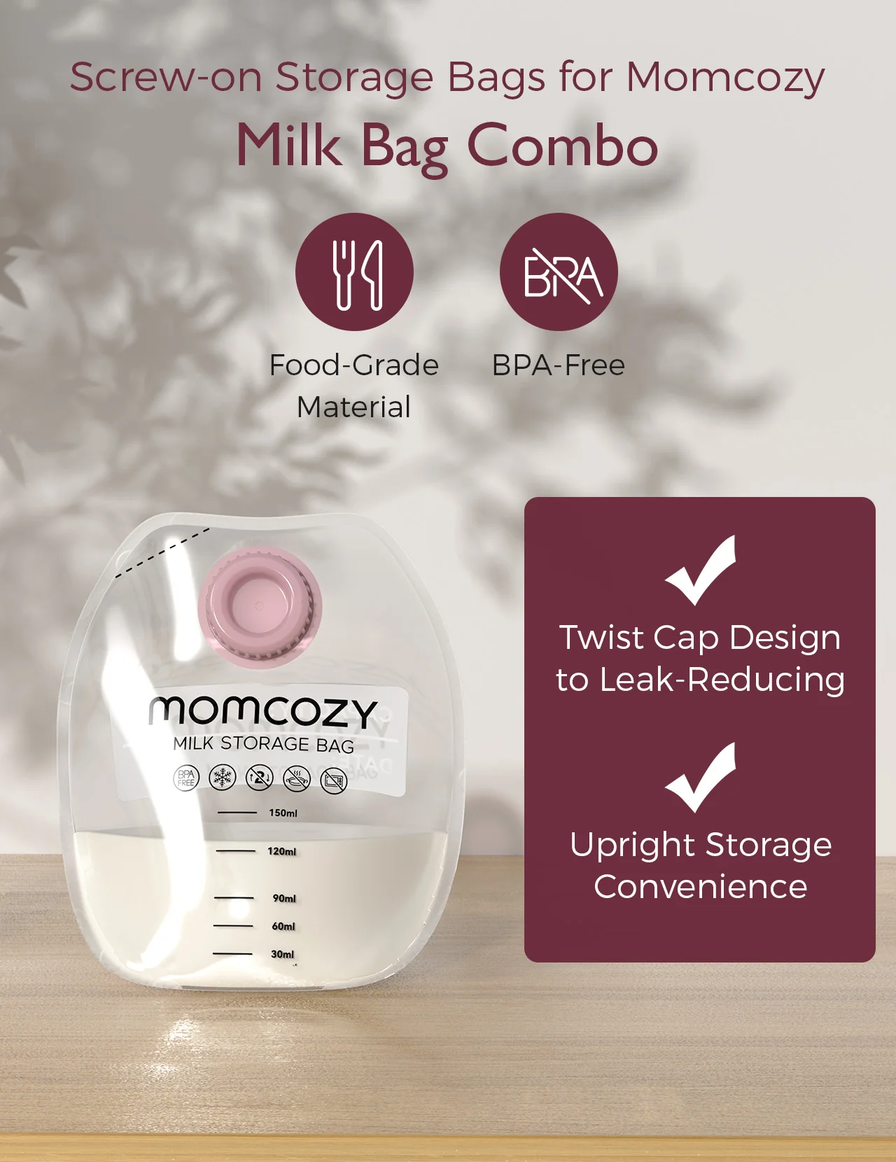 Momcozy Screw-on Breastmilk Storage Bags(48PCS) - Image 3