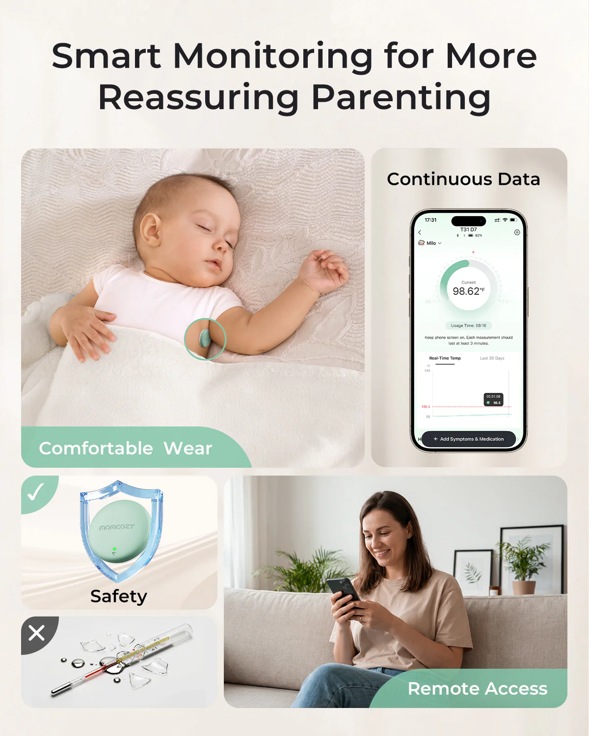 Momcozy Smart Baby Thermometer – Medical-Grade Accuracy & Real-Time App Monitoring - Image 8