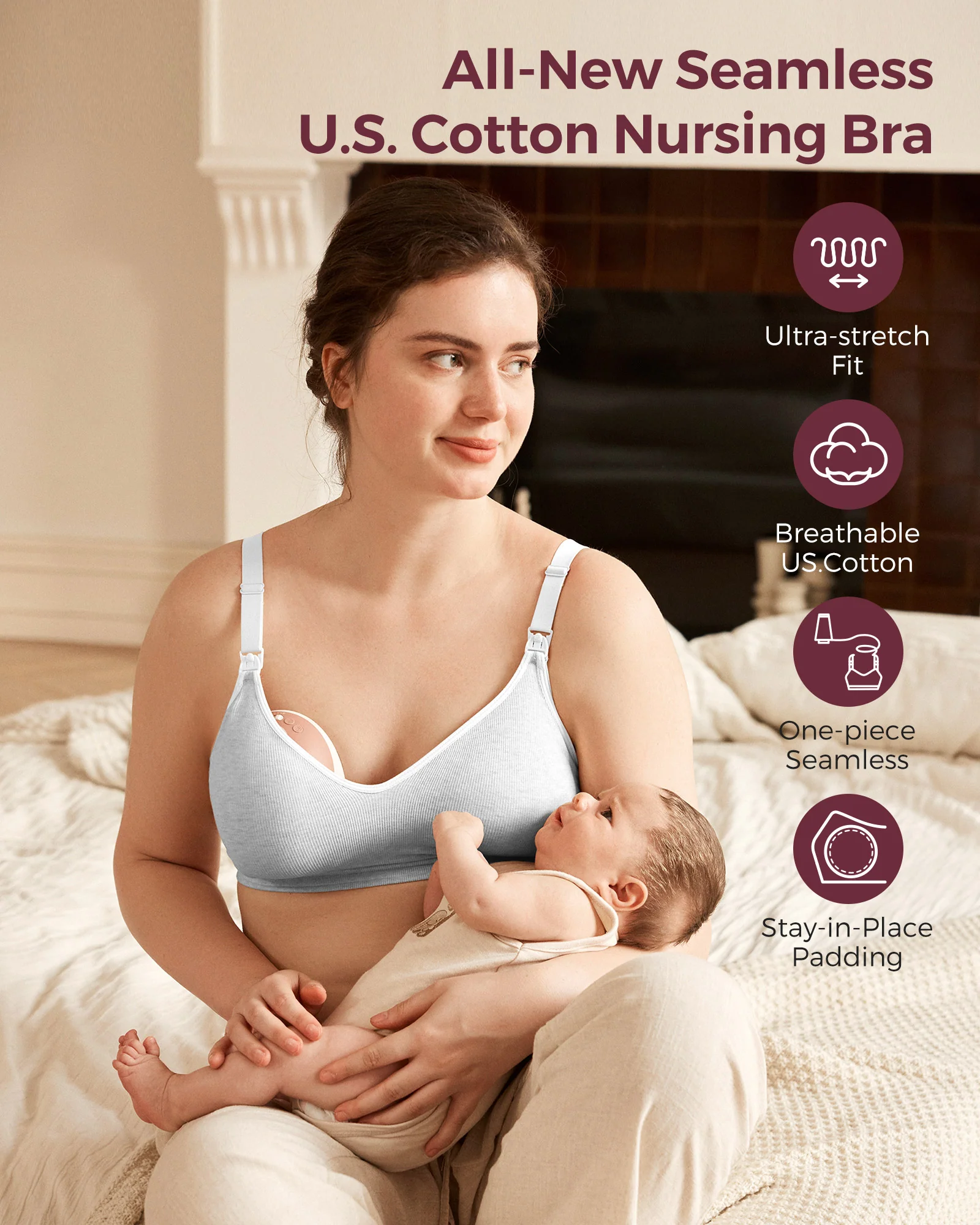 Momcozy Soft U.S. Cotton Seamless Maternity Bra - Image 4
