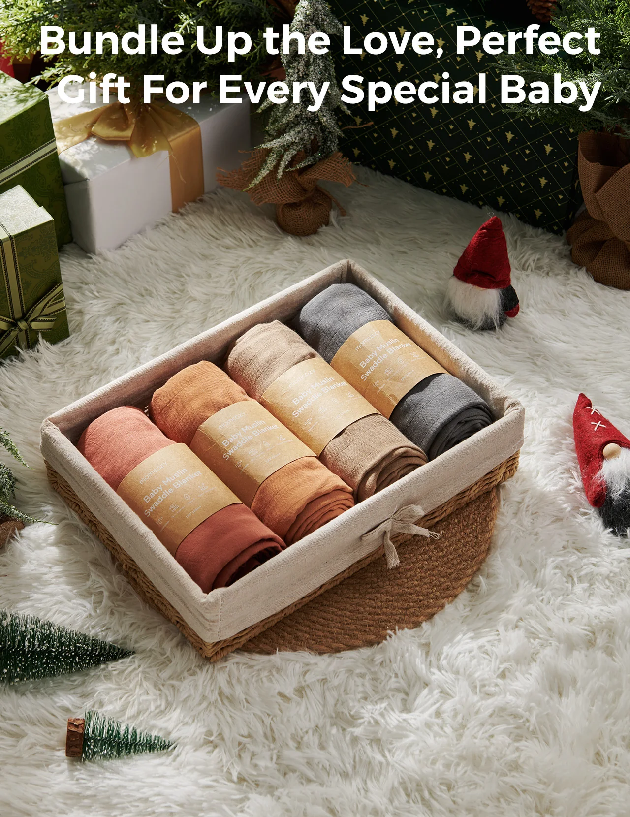 Momcozy Softness Swaddle Blankets -  Brown (4 Pack) - Image 5