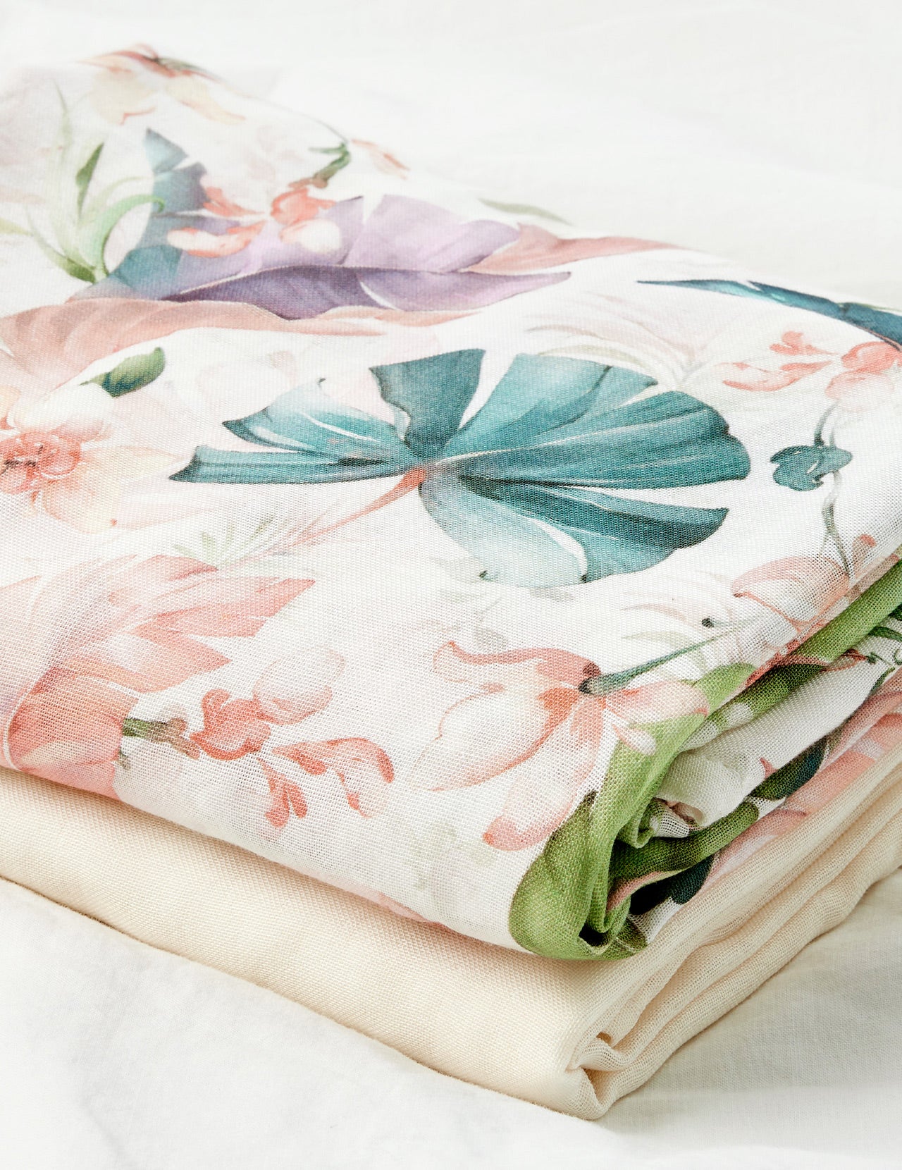 Momcozy Softness Swaddle Blankets -  Flower Beige (2 Pack) - Image 5