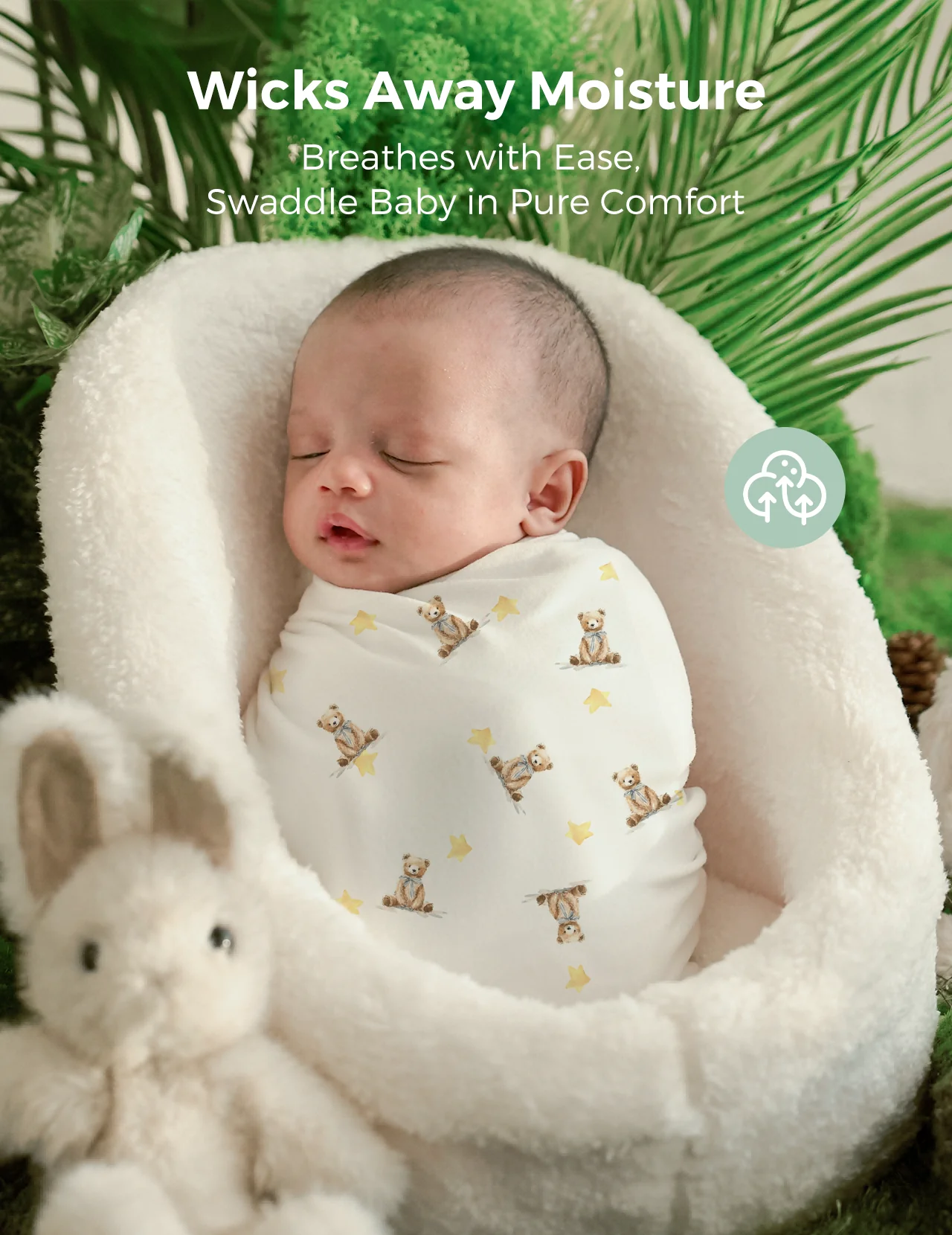 Momcozy Best Wishes Softness Swaddle Blankets -  Innocence - Image 2