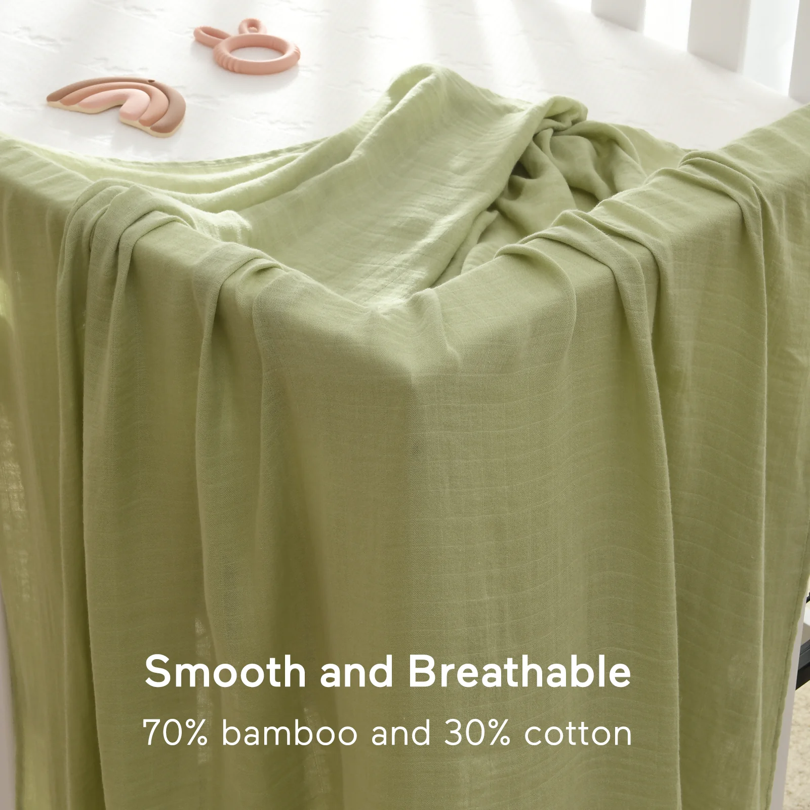 Momcozy Softness Swaddle Blankets -  Light Green (4 Pack) - Image 5