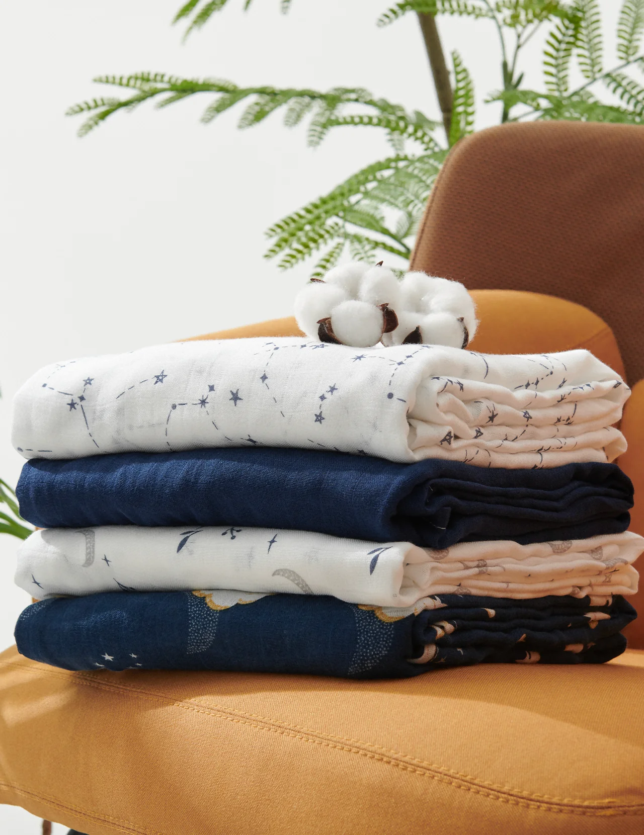 Momcozy Softness Swaddle Blankets -   Midnight Star Clouds (4 Pack) - Image 2