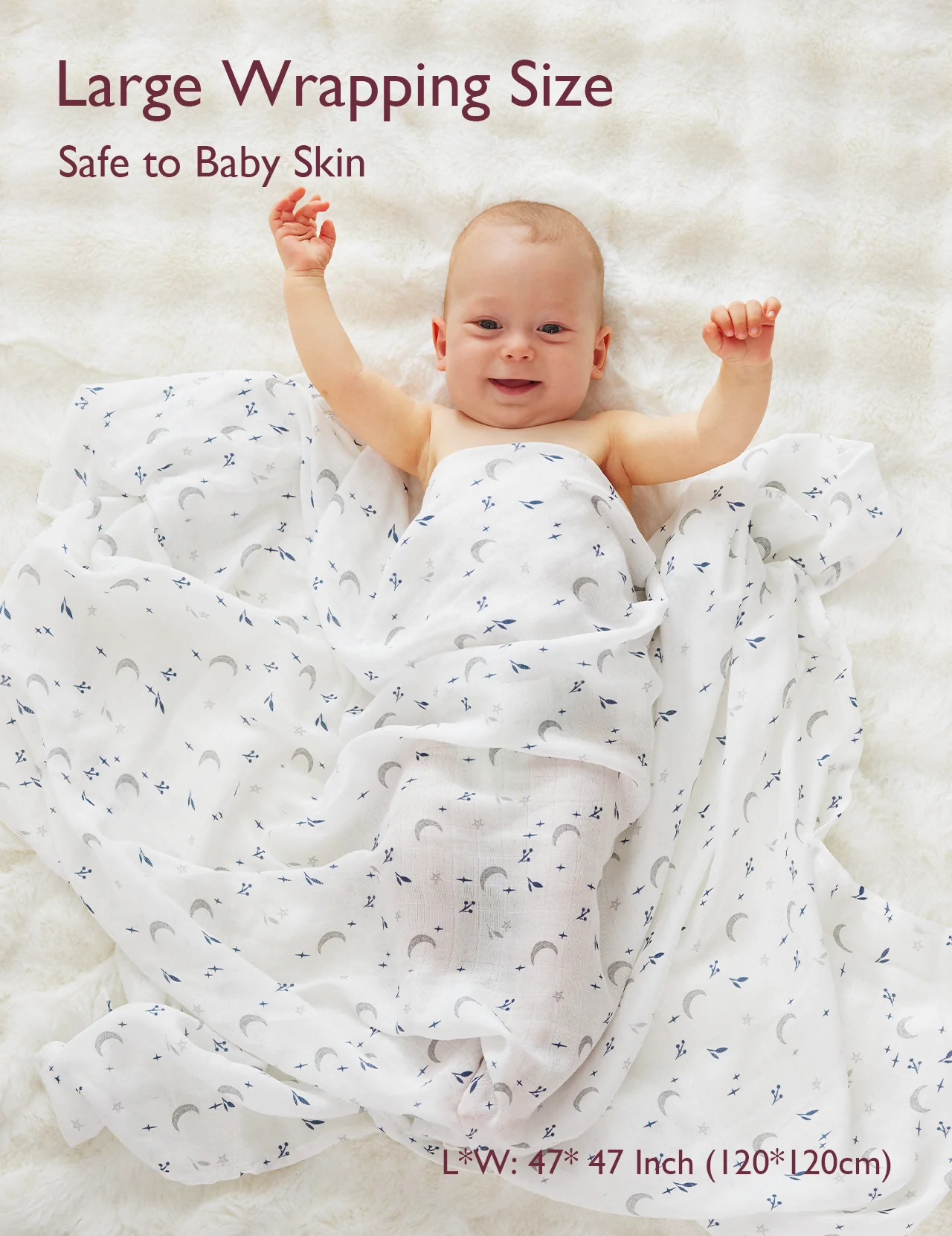 Momcozy Softness Swaddle Blankets -   Midnight Star Clouds (4 Pack) - Image 4