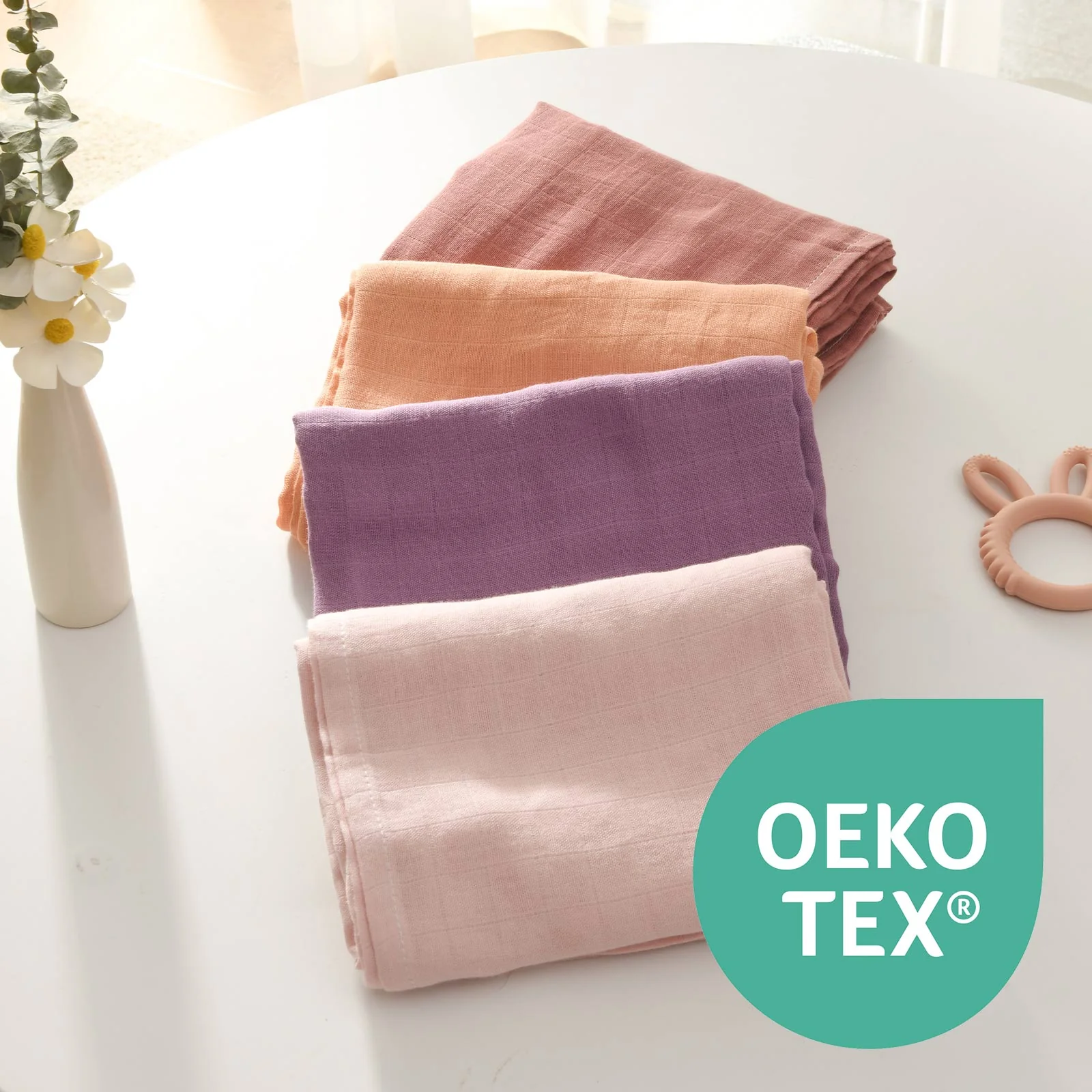Momcozy Softness Swaddle Blankets -  Pink Purple (4 Pack) - Image 3