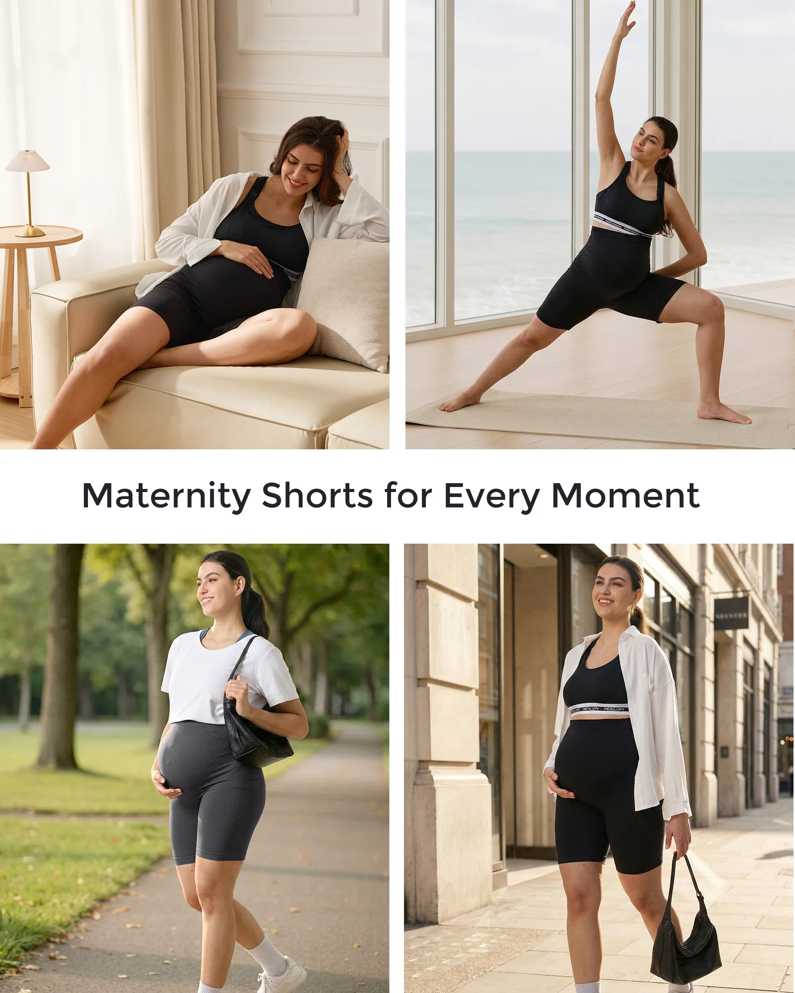 Momcozy Women's 6" Over Belly Maternity Biker Shorts with Pockets - Image 13