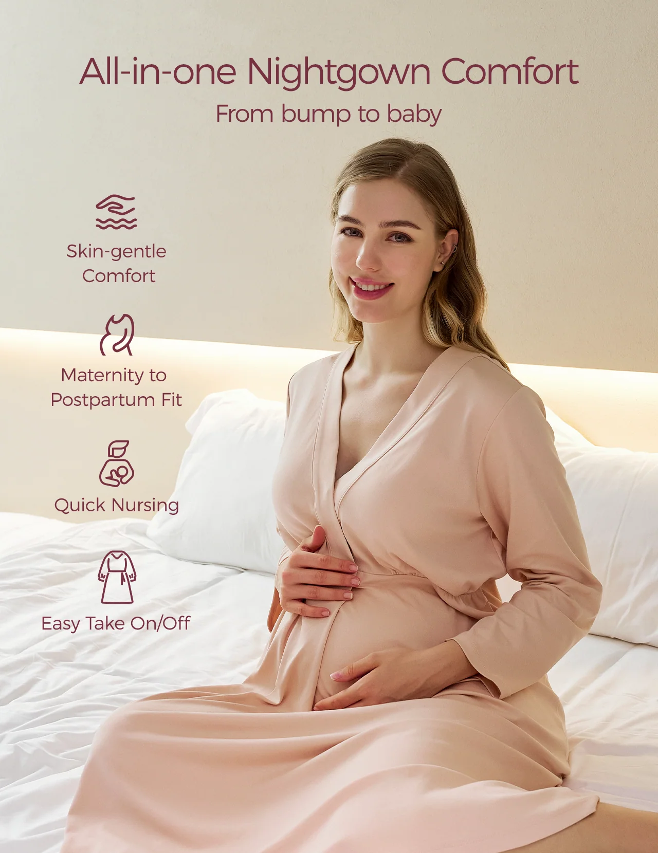 Momcozy Womens Nursing Maternity Nightgown for Breastfeeding - Image 2