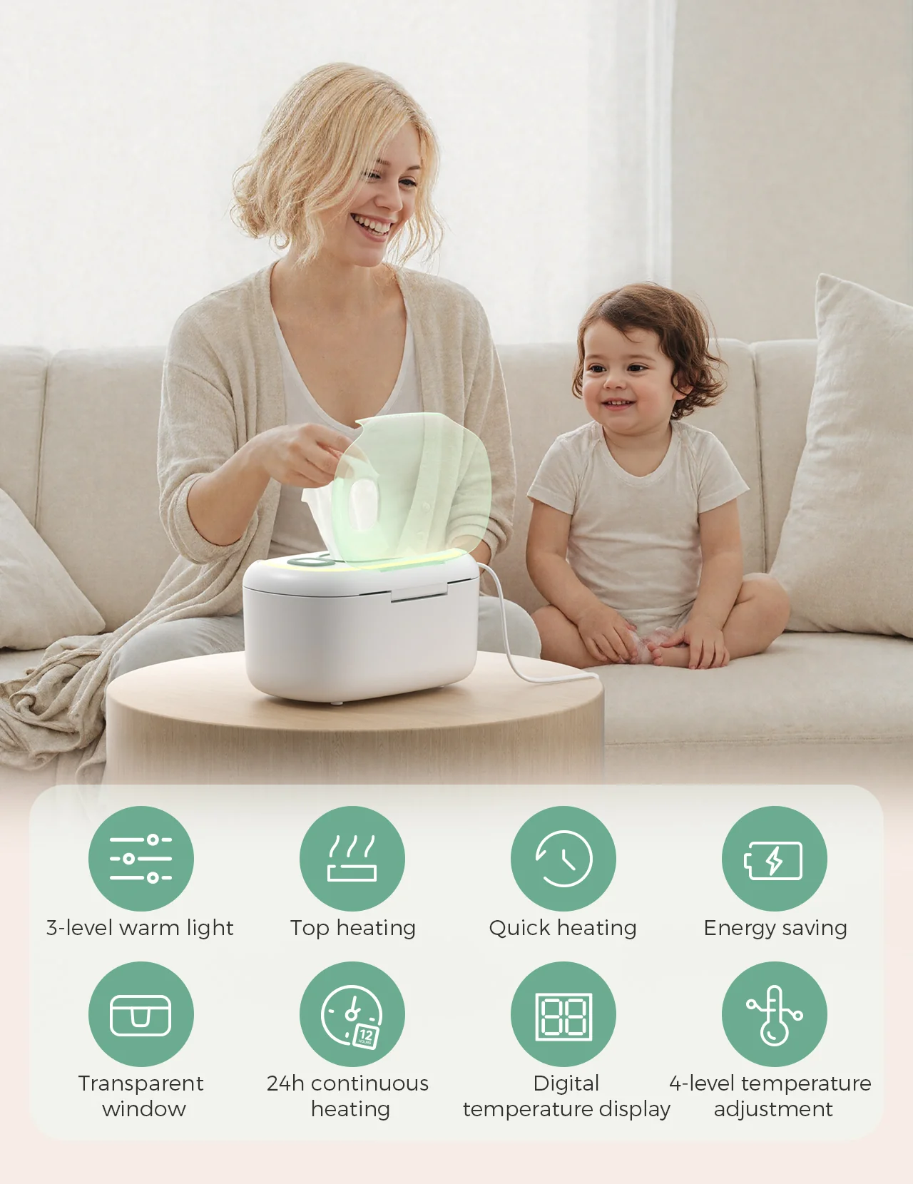 New Large Capacity Baby Wipe Warmer Compatible with 100pcs - Image 9
