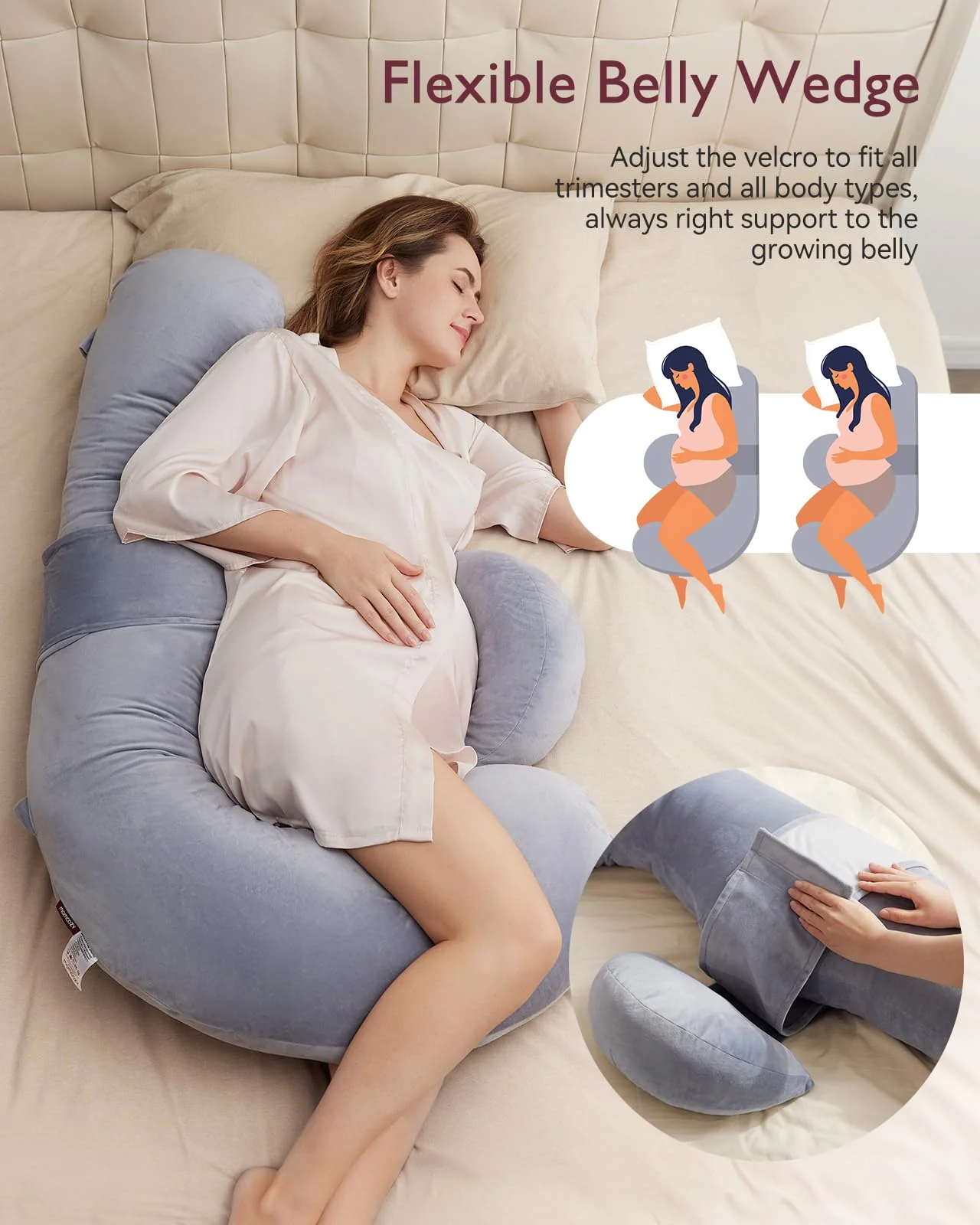 Original F Shaped Pregnancy Pillows with Adjustable Wedge Pillow - Image 4